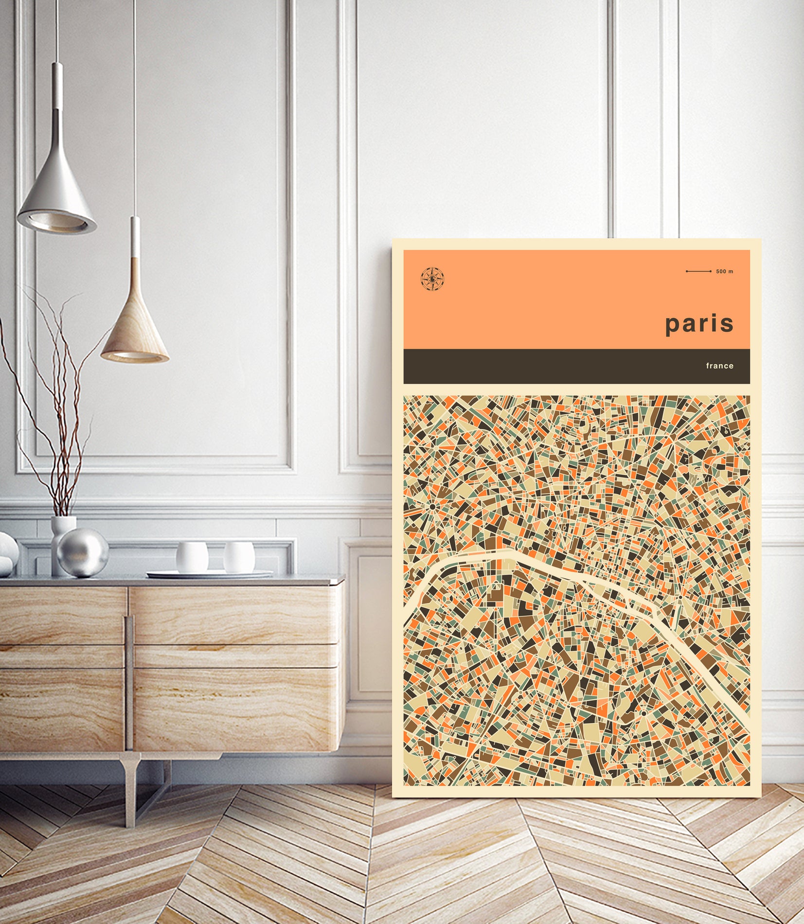 Paris Map by Jazzberry Blue on GIANT ART - gray vector illustration