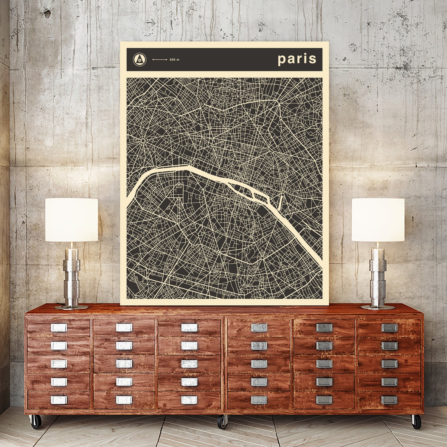 Paris Map 2 by Jazzberry Blue on GIANT ART - black vector illustration