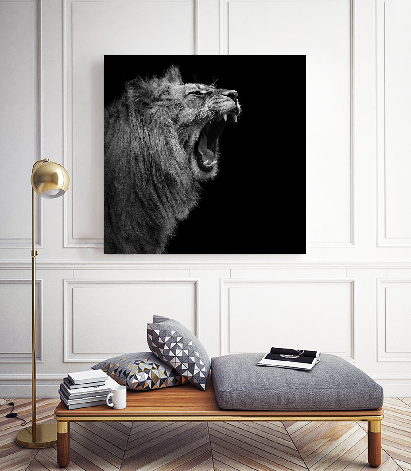 Lion in black and white by Lukas Holas on GIANT ART - black photo manipulation