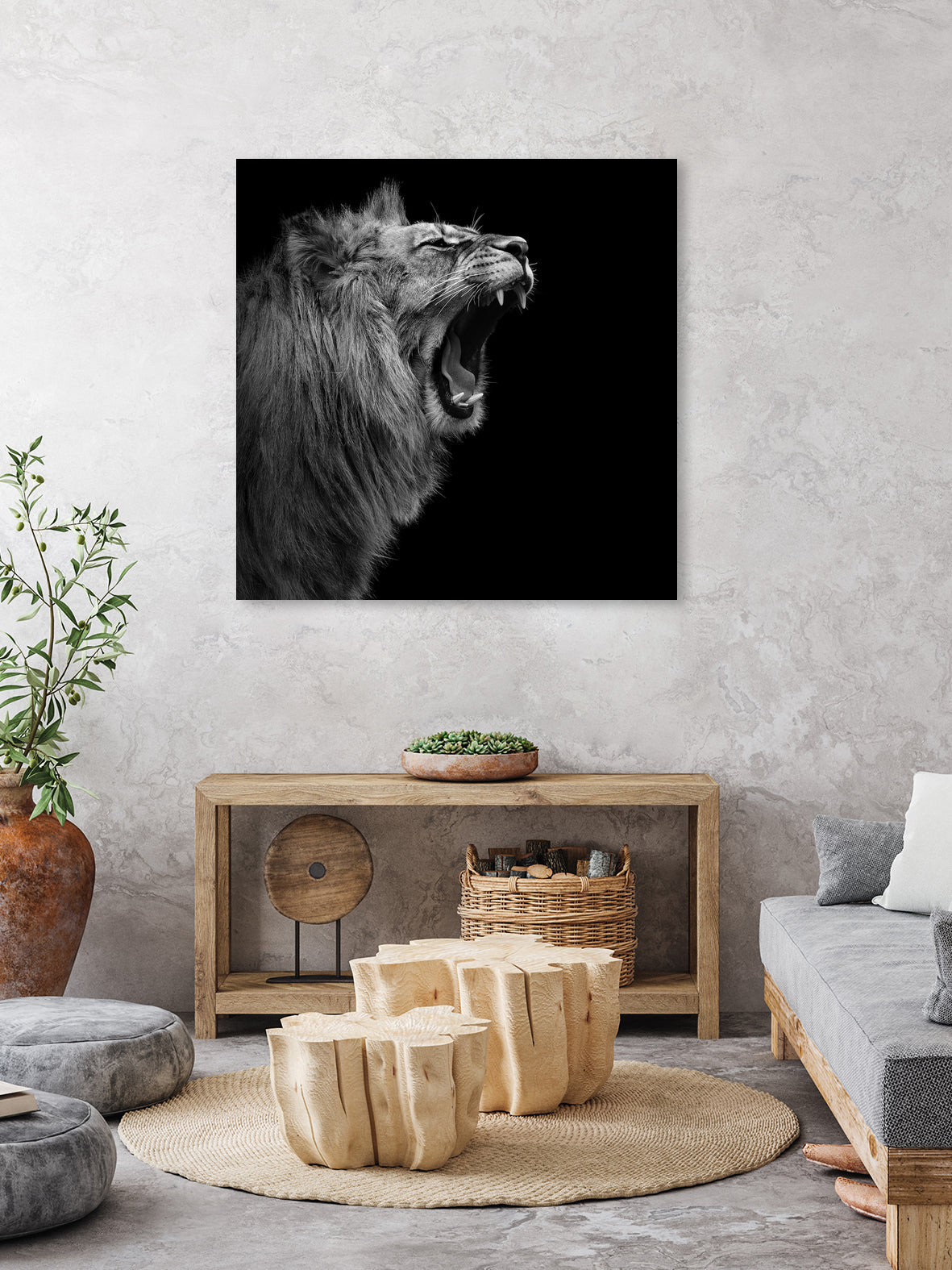Lion in black and white by Lukas Holas on GIANT ART - black photo manipulation