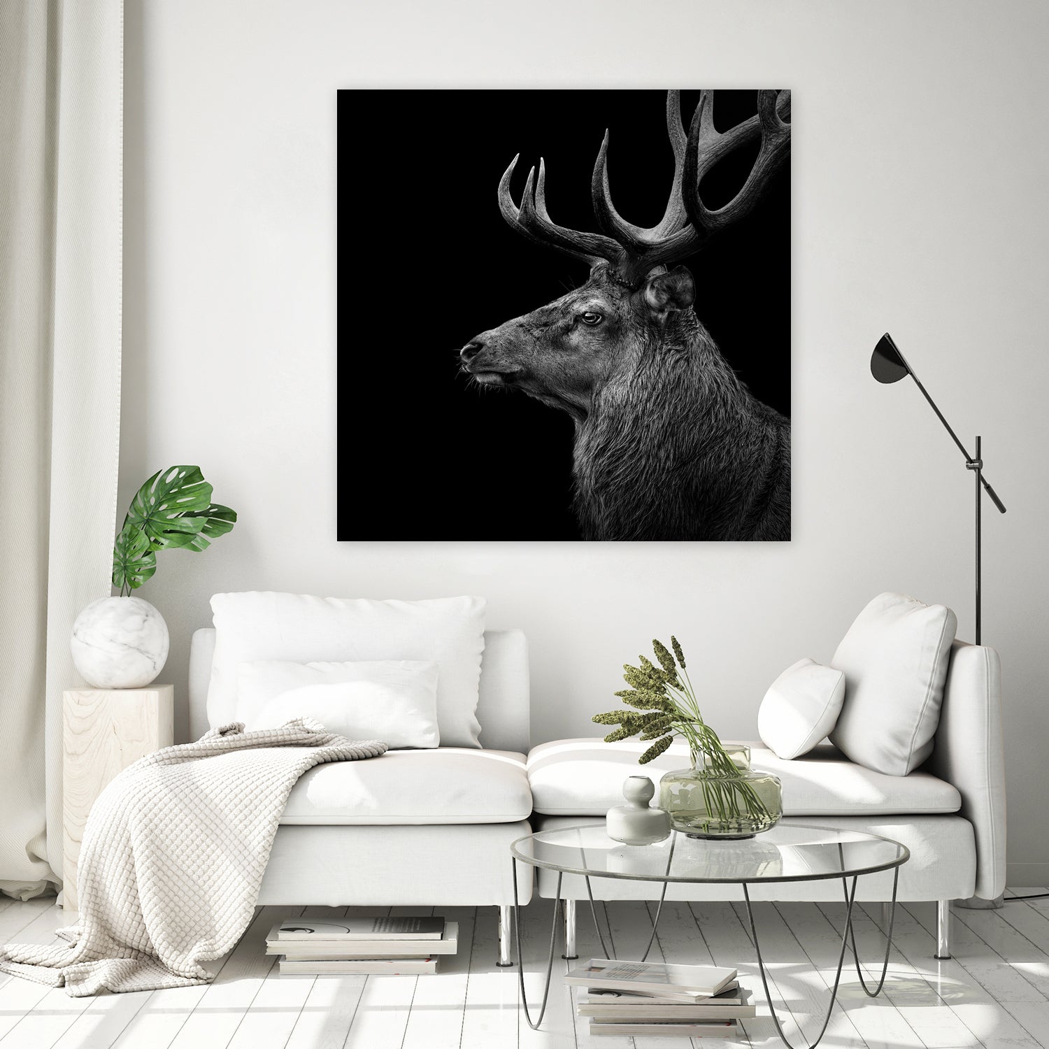 Deer In Black And White by Lukas Holas on GIANT ART - black photo manipulation