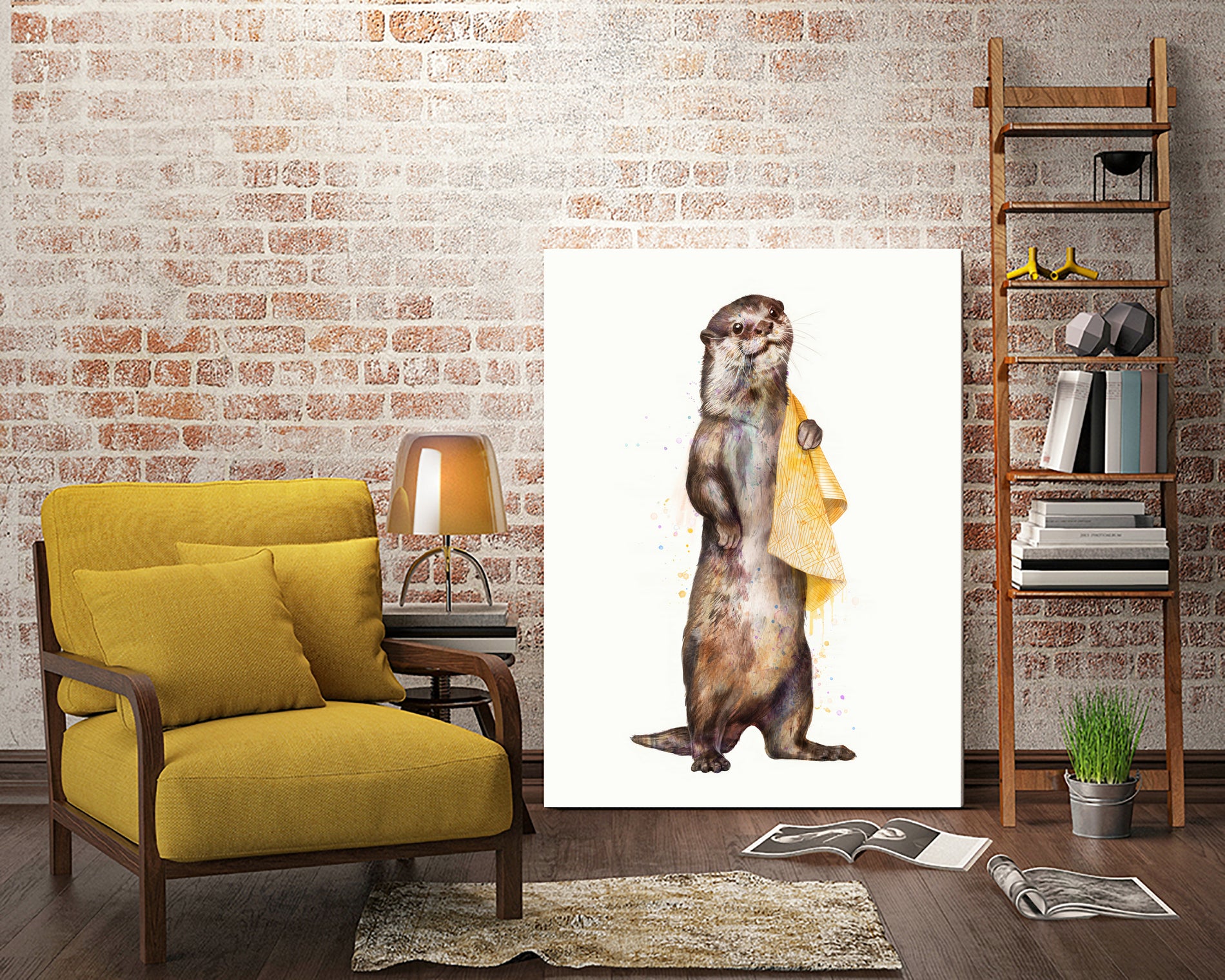 Otter by Laura Graves on GIANT ART - yellow digital painting