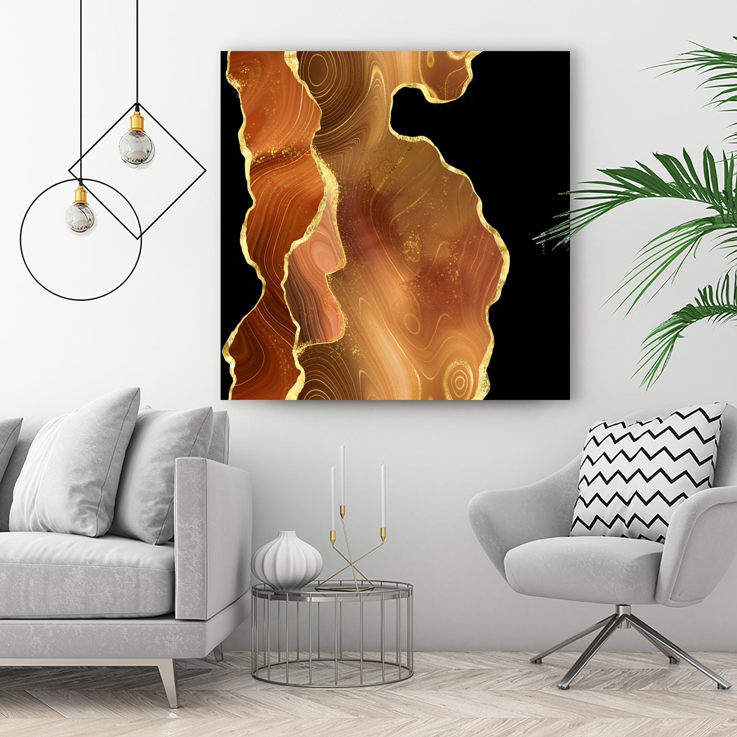 Orange Gold Agate Texture 03 by Isabel Muñoz on GIANT ART - orange digital painting