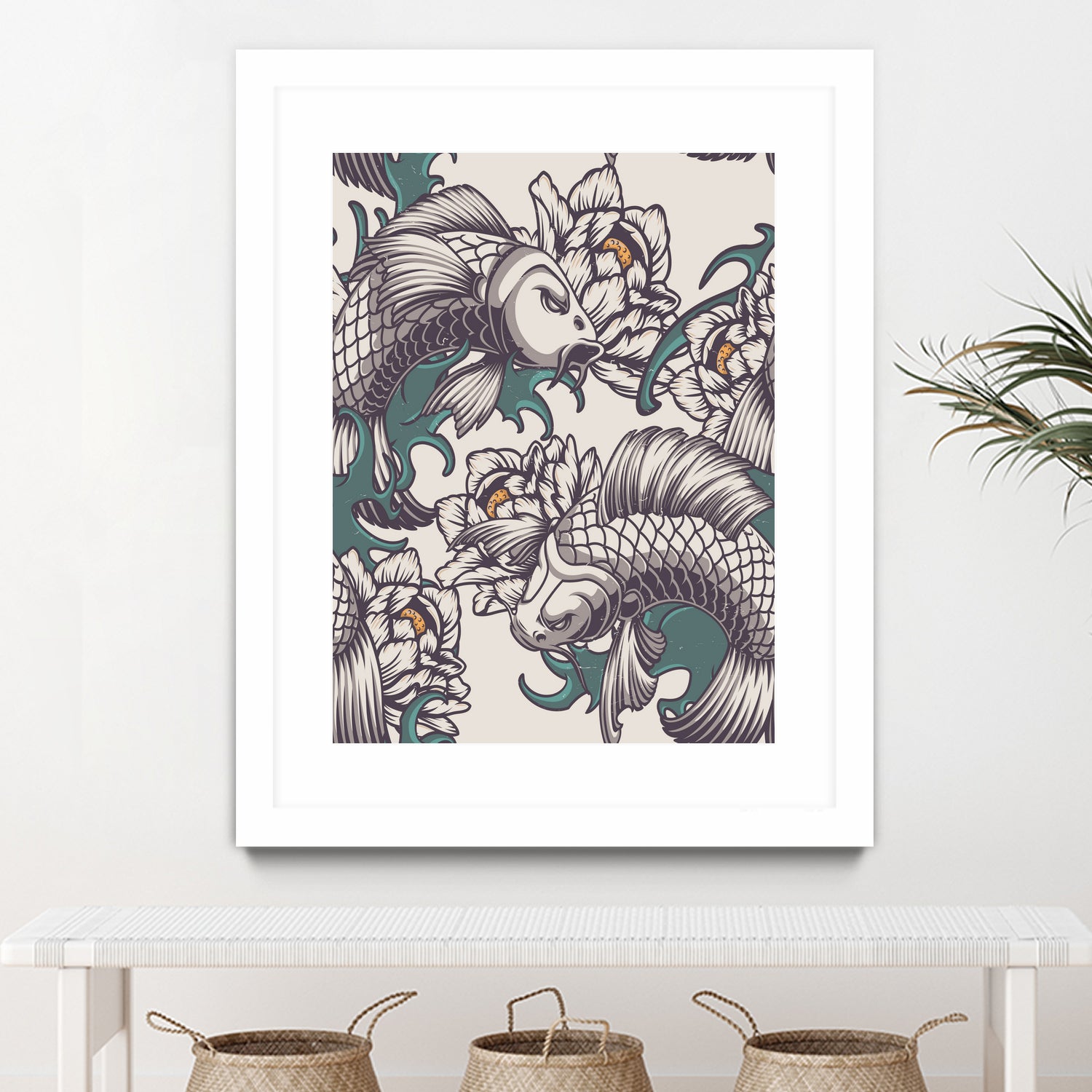 Koi Fish Japan Illustrations by Edo Agus Setiawan on GIANT ART - white digital painting