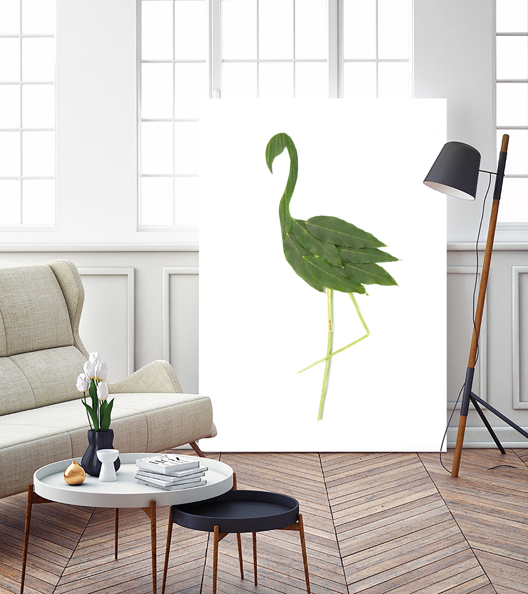 Flamingo by Olivia Lorot on GIANT ART - green photo illustration