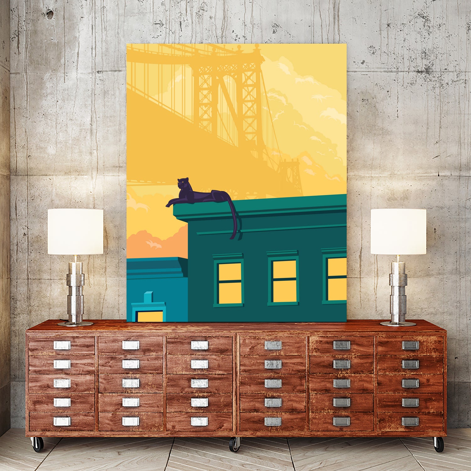 Urban jaguar by Roland Bánrévi on GIANT ART - yellow digital drawing