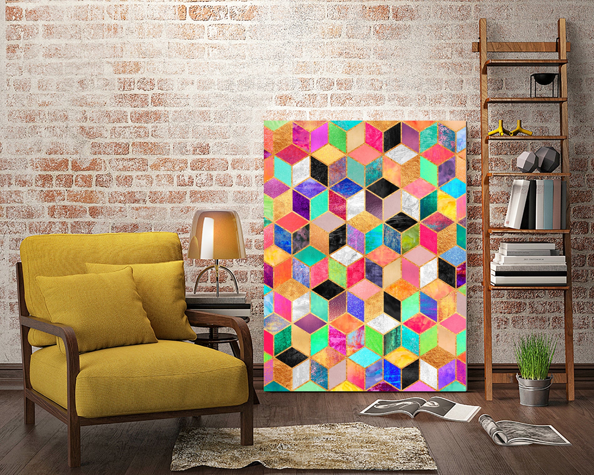 Colorful Cubes by Elisabeth Fredriksson on GIANT ART - pink digital painting