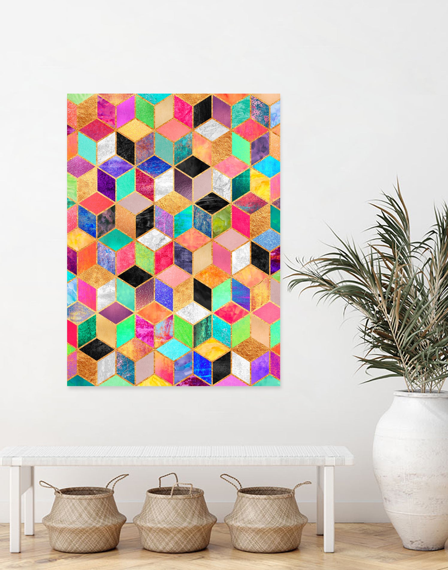 Colorful Cubes by Elisabeth Fredriksson on GIANT ART - pink digital painting