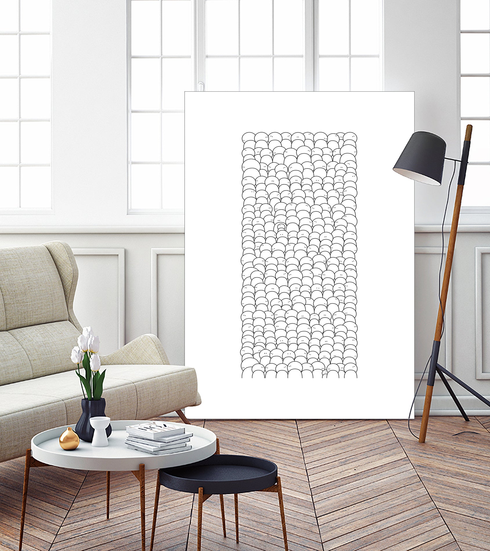 La foule by Pierre Mahieu on GIANT ART - white digital drawing