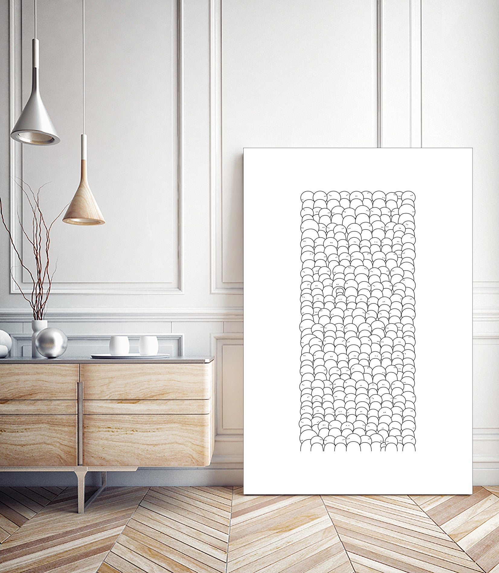 La foule by Pierre Mahieu on GIANT ART - white digital drawing