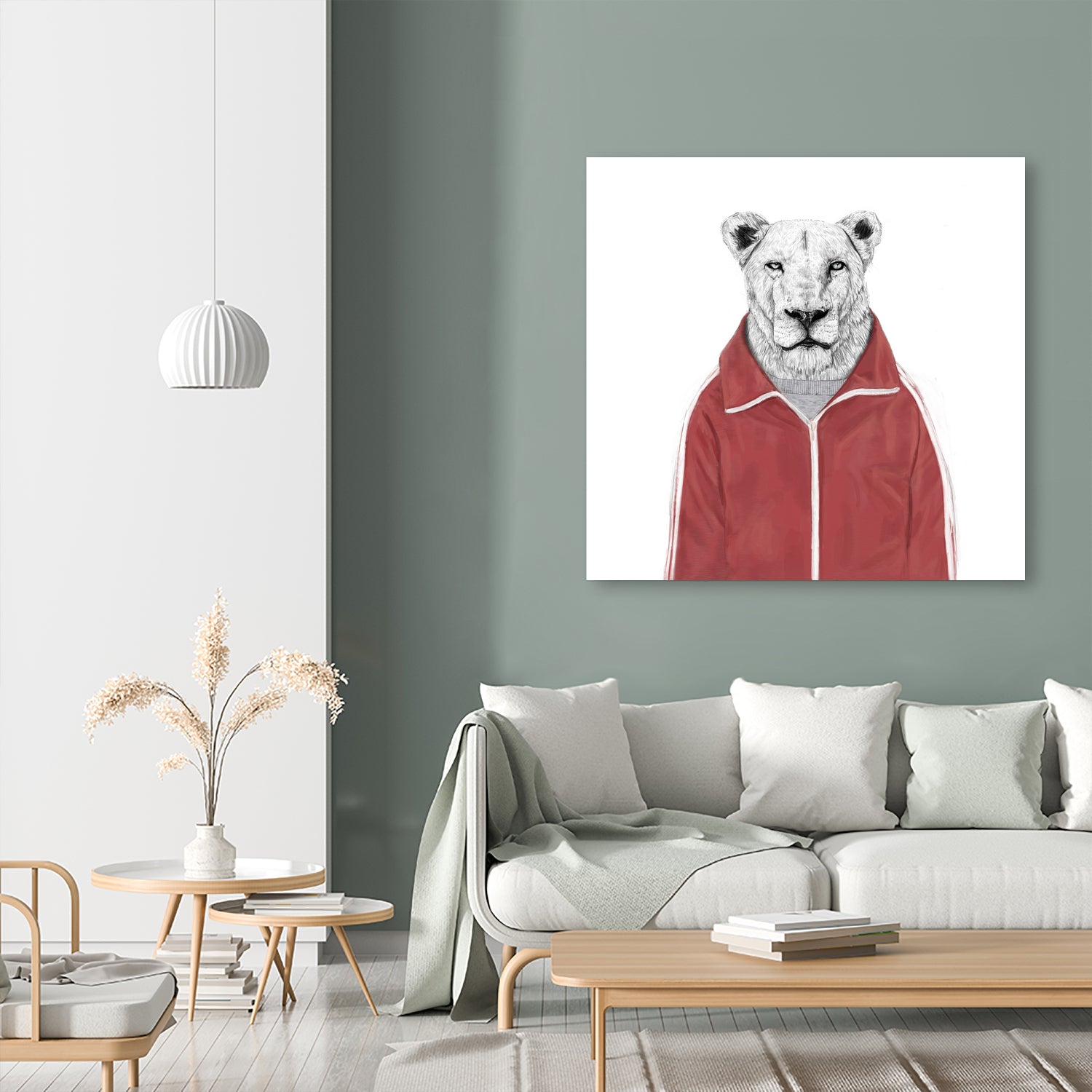 Sporty lion by Solti Balázs on GIANT ART - red digital painting