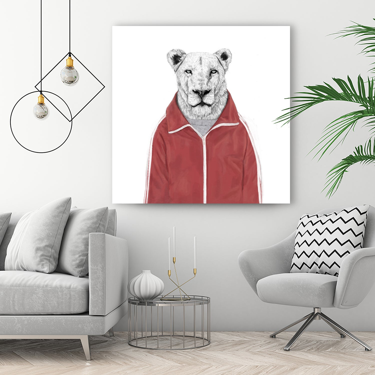 Sporty lion by Solti Balázs on GIANT ART - red digital painting