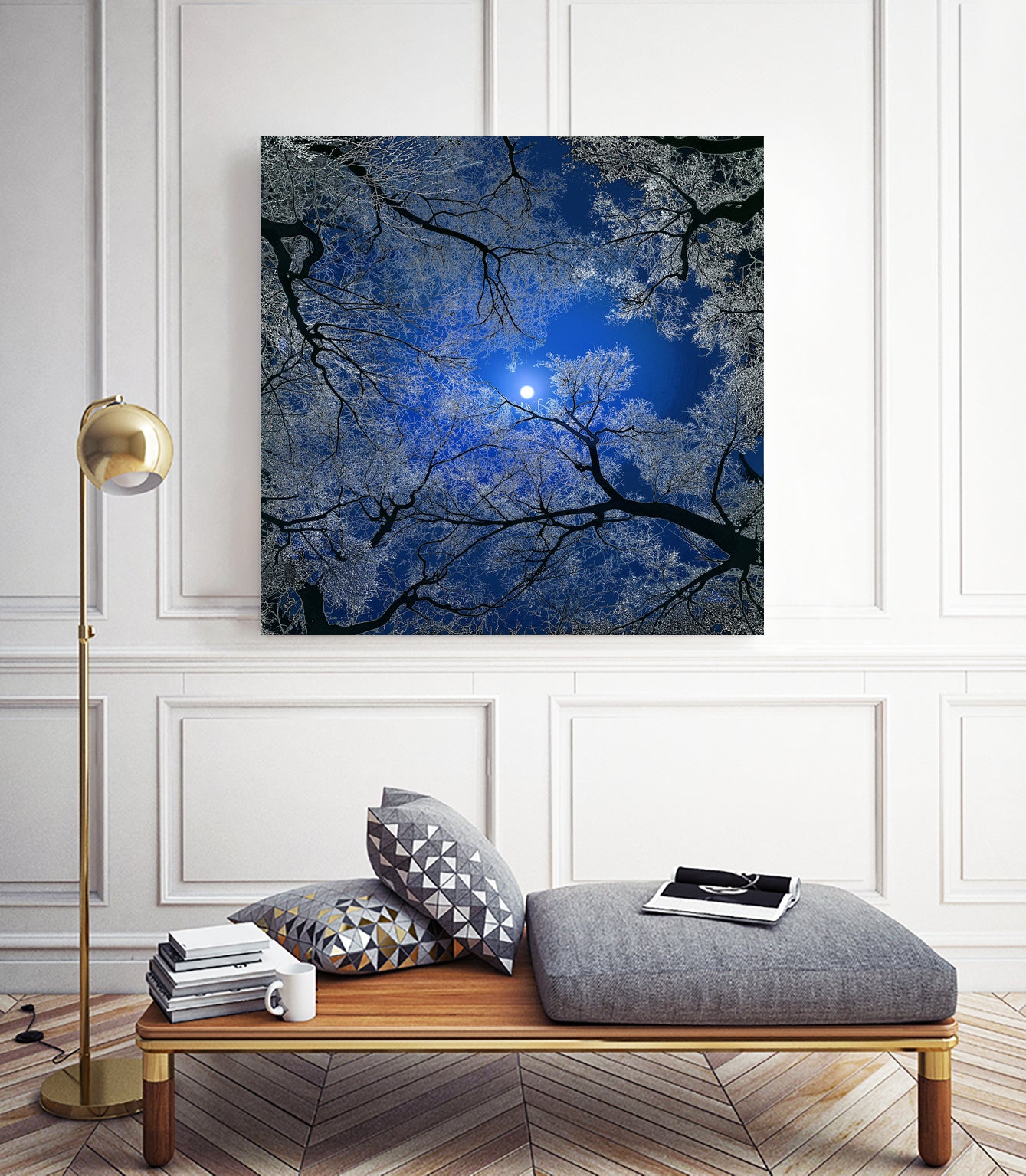 Moonlight Trees by Igor Zenin on GIANT ART - blue digital painting