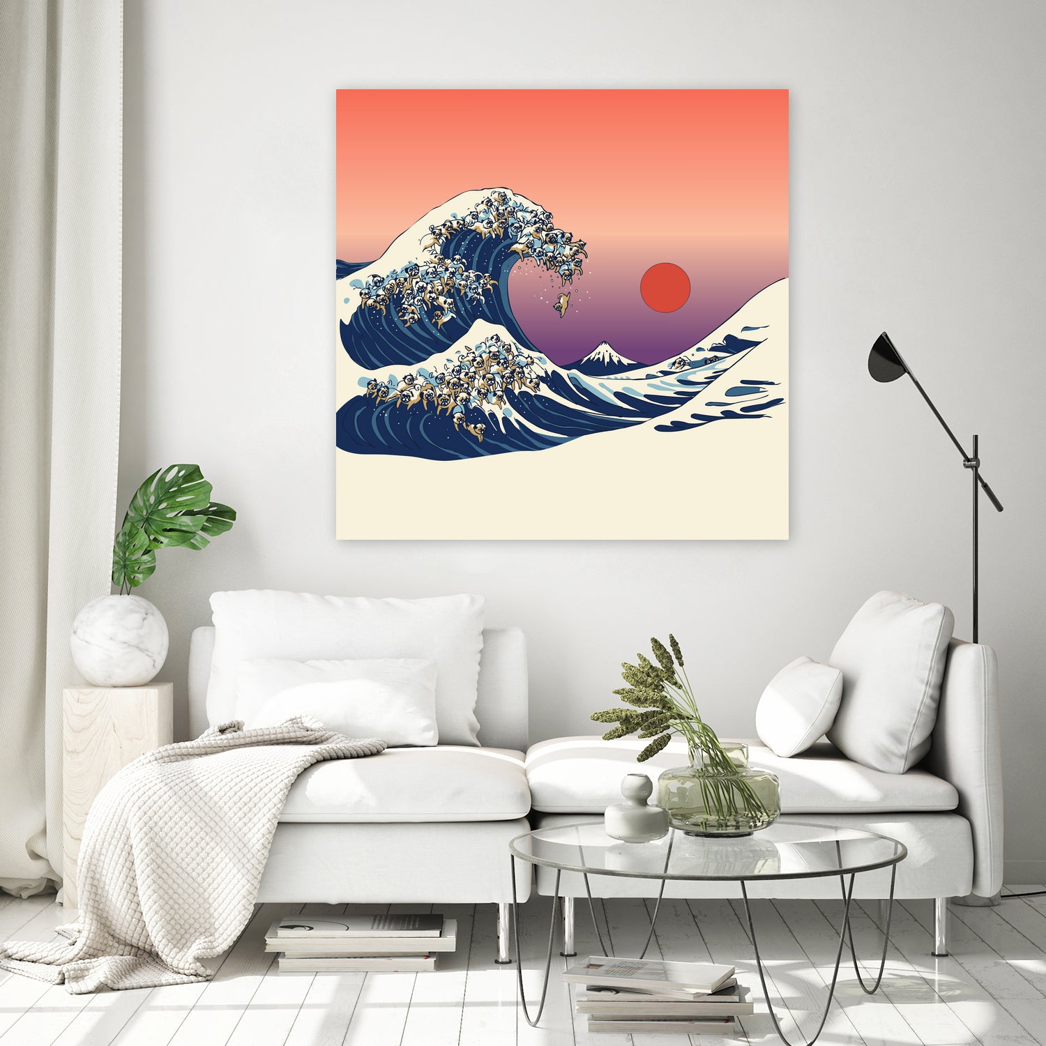 The Great Wave of Pug by ChalermPhol Harnchakkham on GIANT ART - orange digital drawing