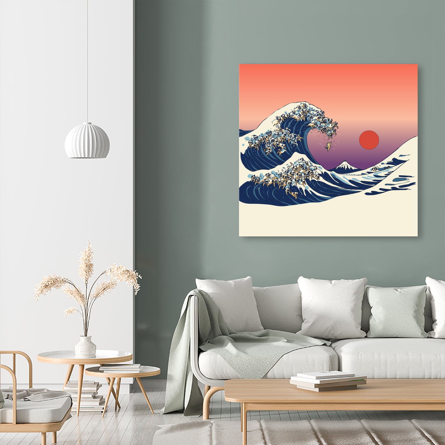 The Great Wave of Pug by ChalermPhol Harnchakkham on GIANT ART - orange digital drawing