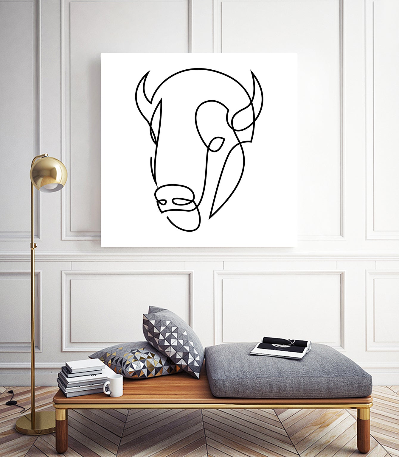 antiquity - one line bull art by Andrew Strugallo on GIANT ART - white digital drawing