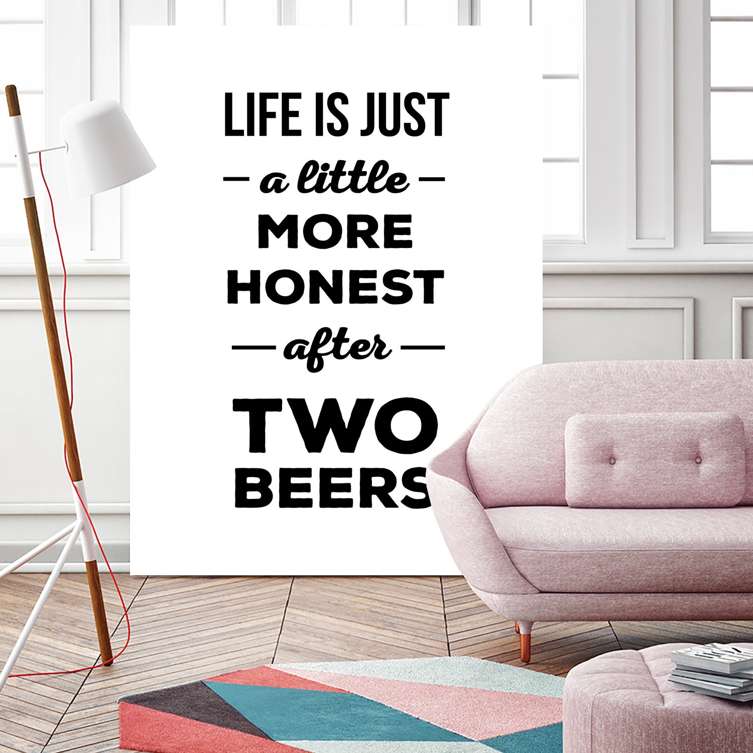 Life is just a little more honest after two beers by Mustafa Ozeren on GIANT ART - white typography