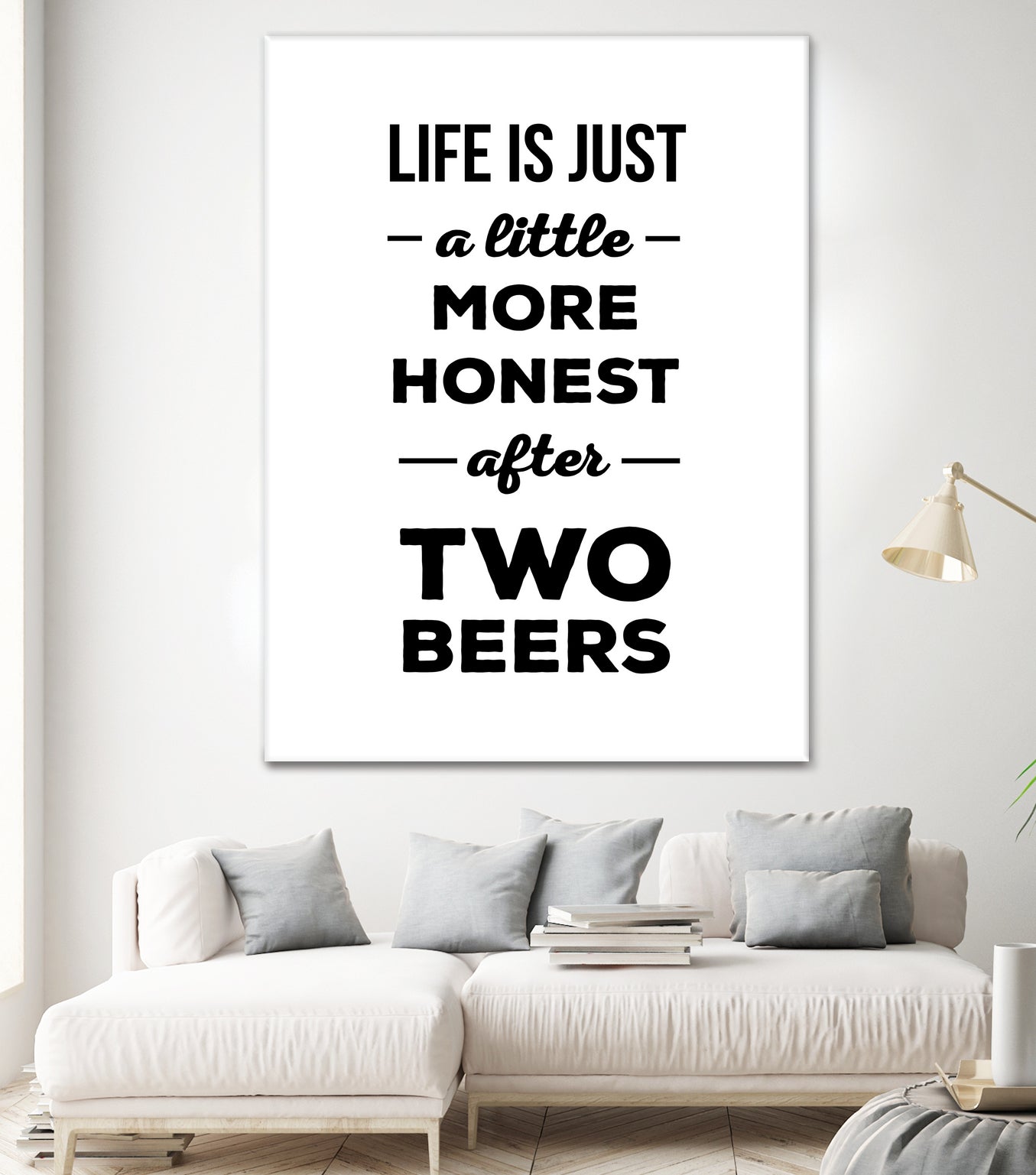 Life is just a little more honest after two beers by Mustafa Ozeren on GIANT ART - white typography