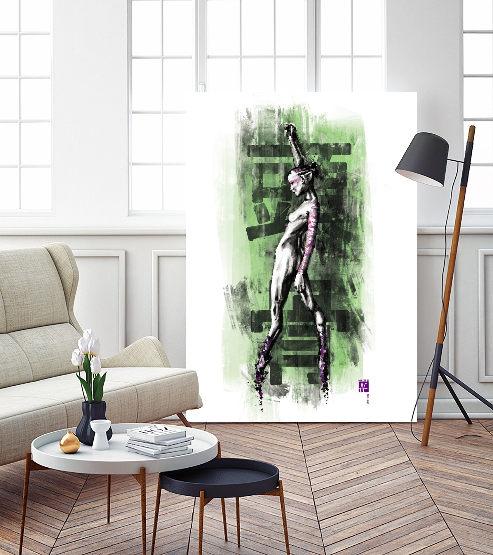 GreenSkull (Naked Ballerina No1) by Radoslav Karanović on GIANT ART - green digital drawing