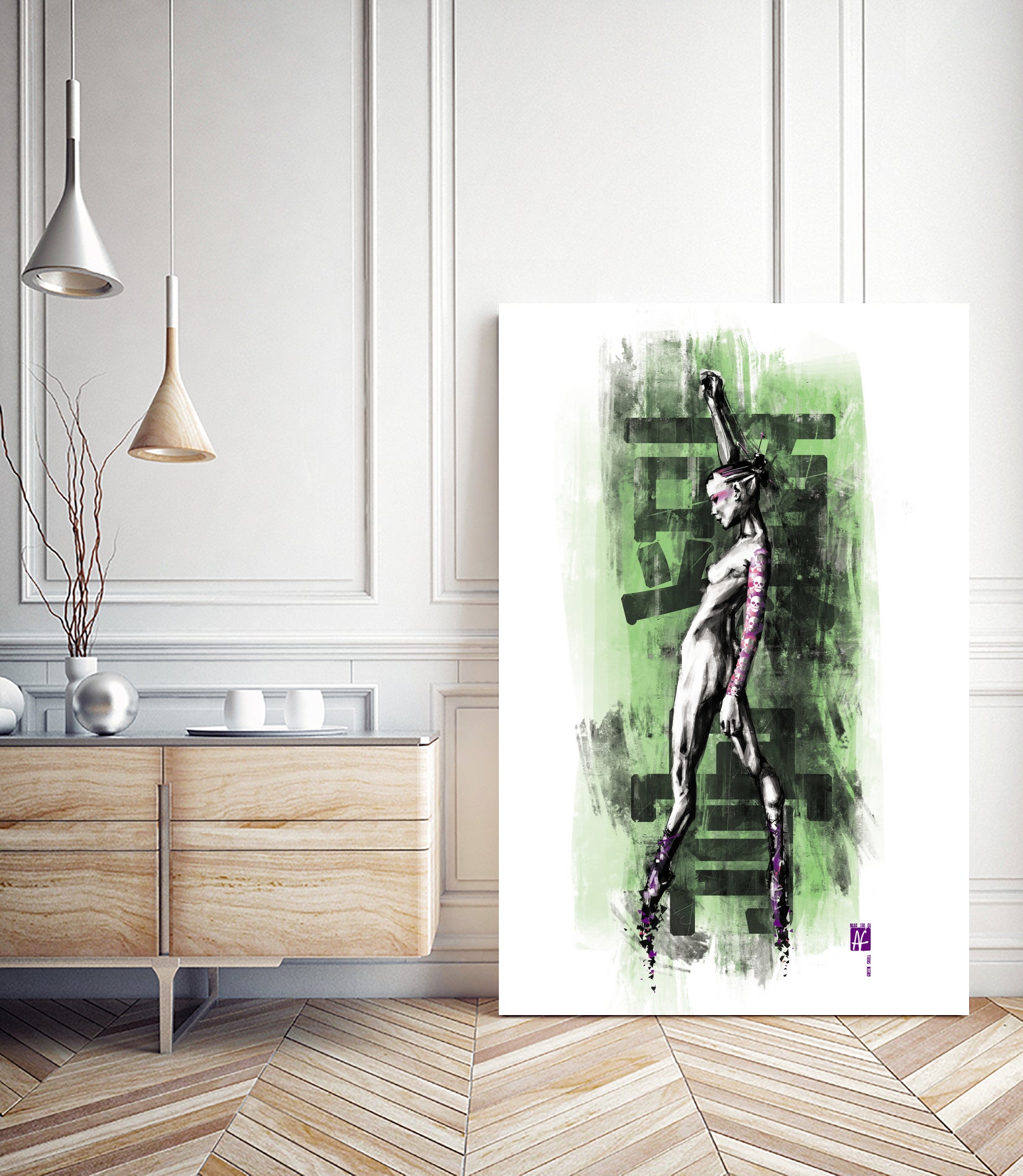 GreenSkull (Naked Ballerina No1) by Radoslav Karanović on GIANT ART - green digital drawing