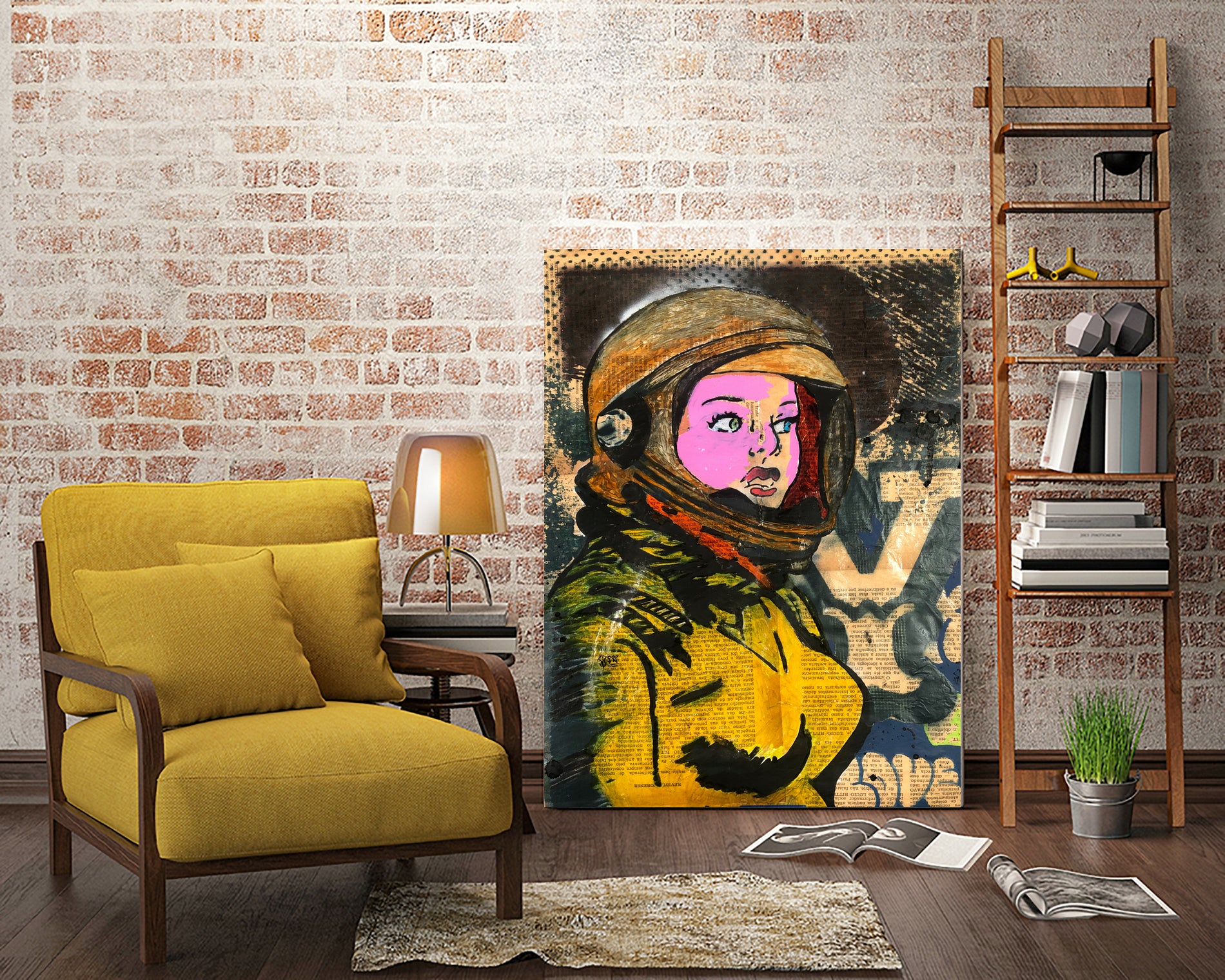 Astronaut | Graffiti | Pop art | Street-art aesthetics by TULIO ALMEIDA on GIANT ART - orange mixed media