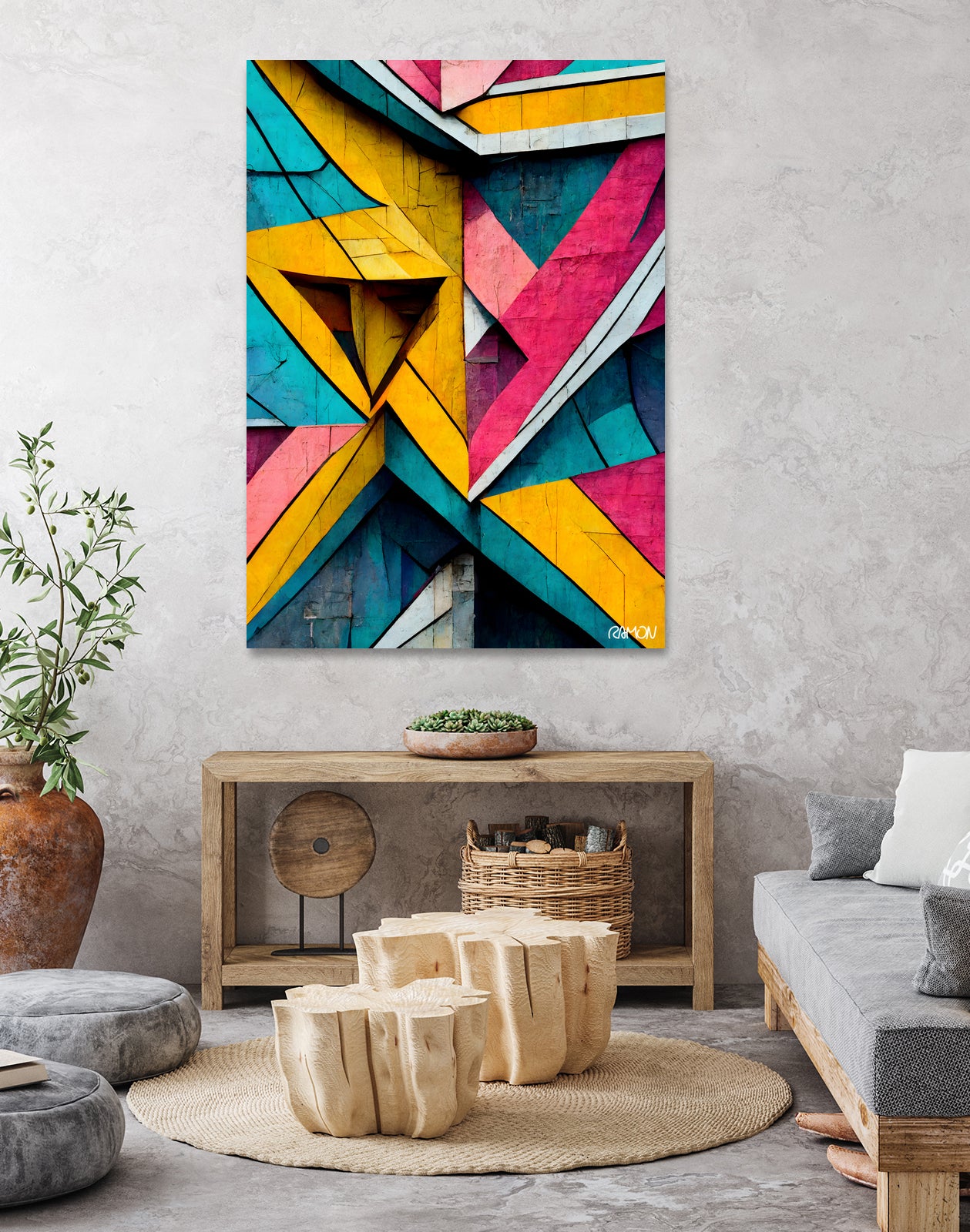 Origami Wall by Ramon Souza on GIANT ART - blue digital painting