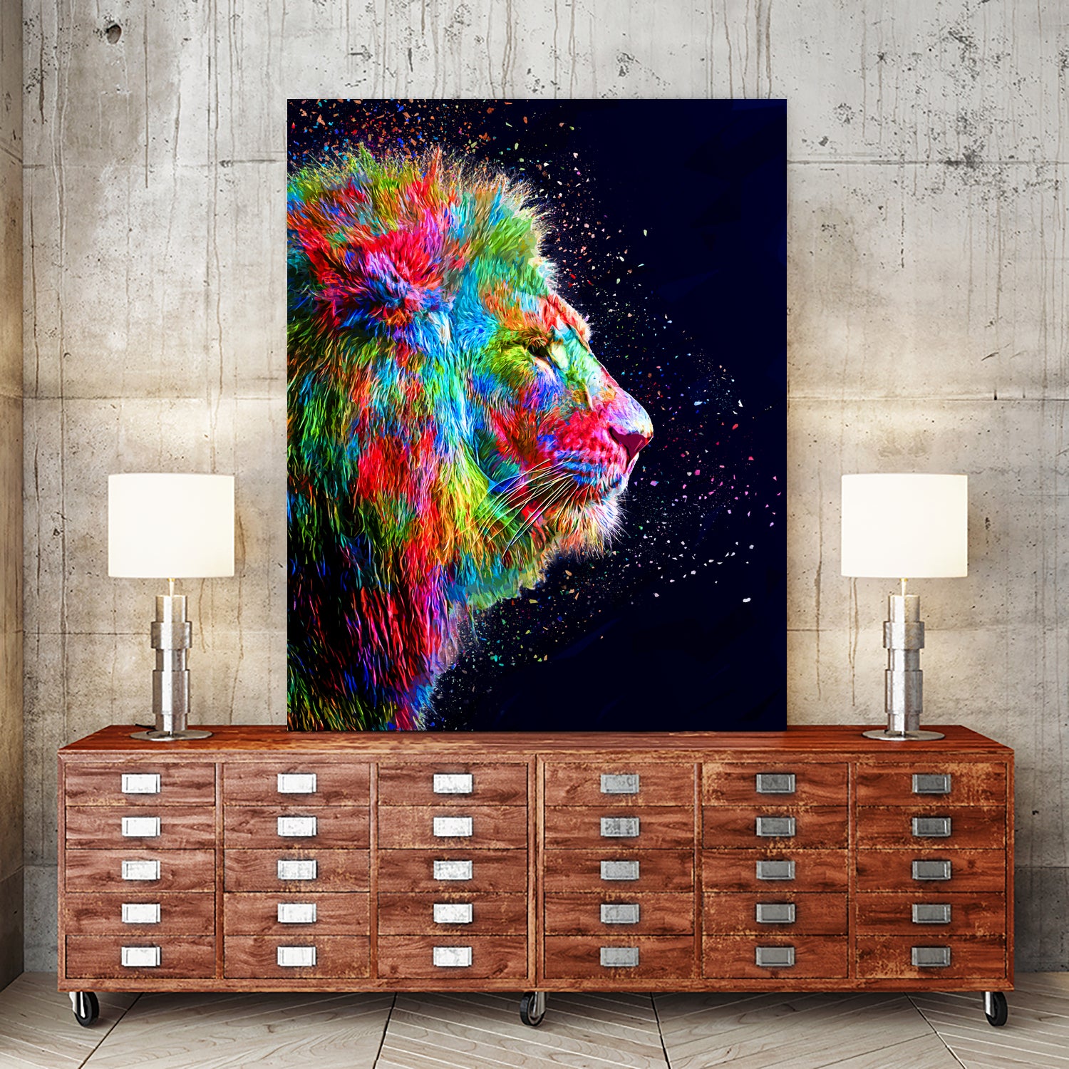 Colored Lion by Milos Karanovic on GIANT ART - black photo illustration