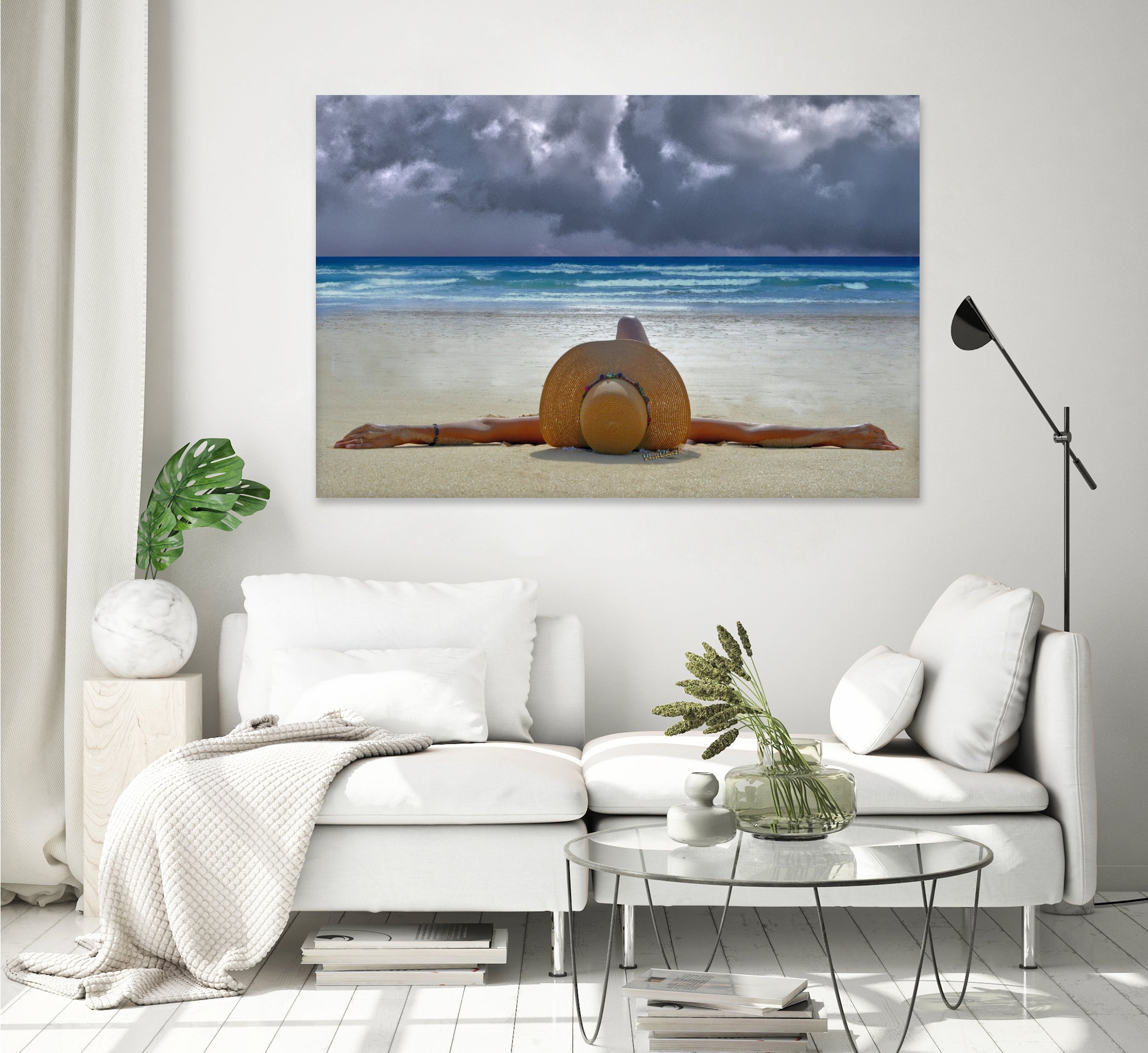 The Internationally Recognized Opinionist On the Beach by charles sinklier on GIANT ART - blue photo illustration