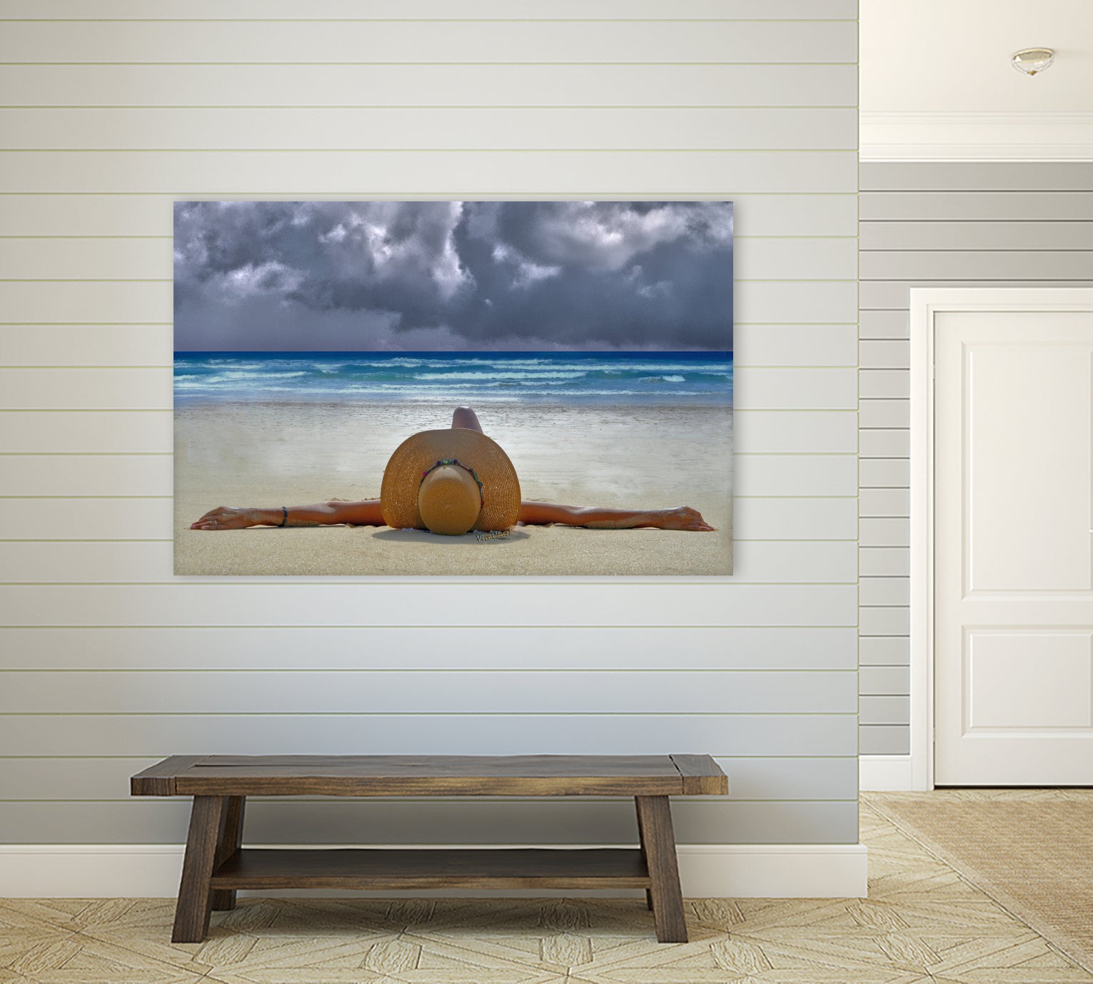 The Internationally Recognized Opinionist On the Beach by charles sinklier on GIANT ART - blue photo illustration