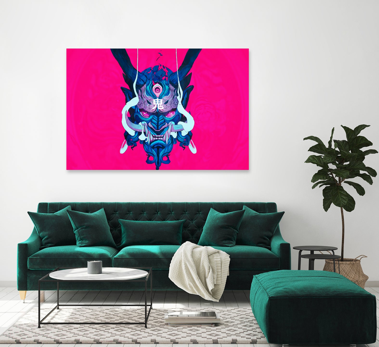 Oni Demon Mask Samurai by Edo Agus Setiawan on GIANT ART - pink photo illustration