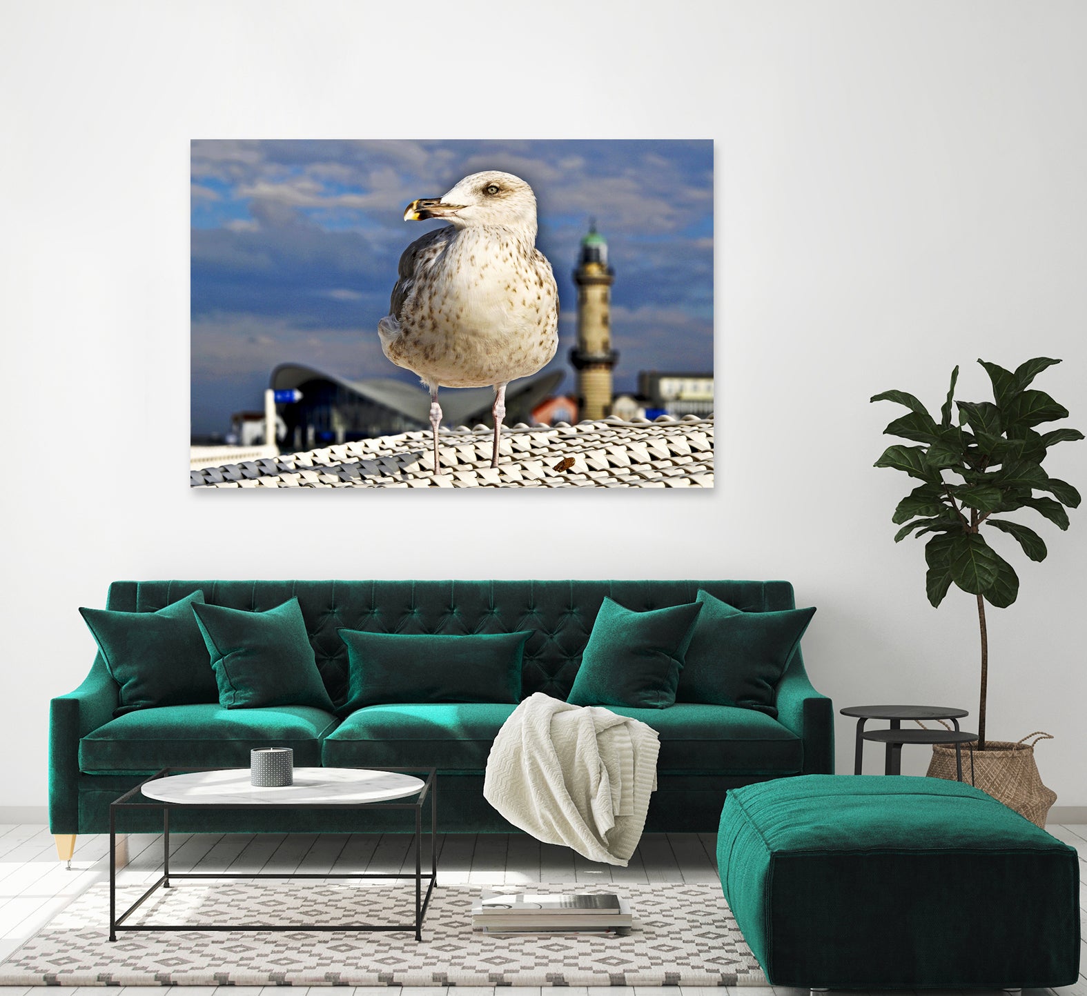 Magic Seagull on the Baltic Sea by SILVIA WISCHEROPP on GIANT ART - blue photo illustration