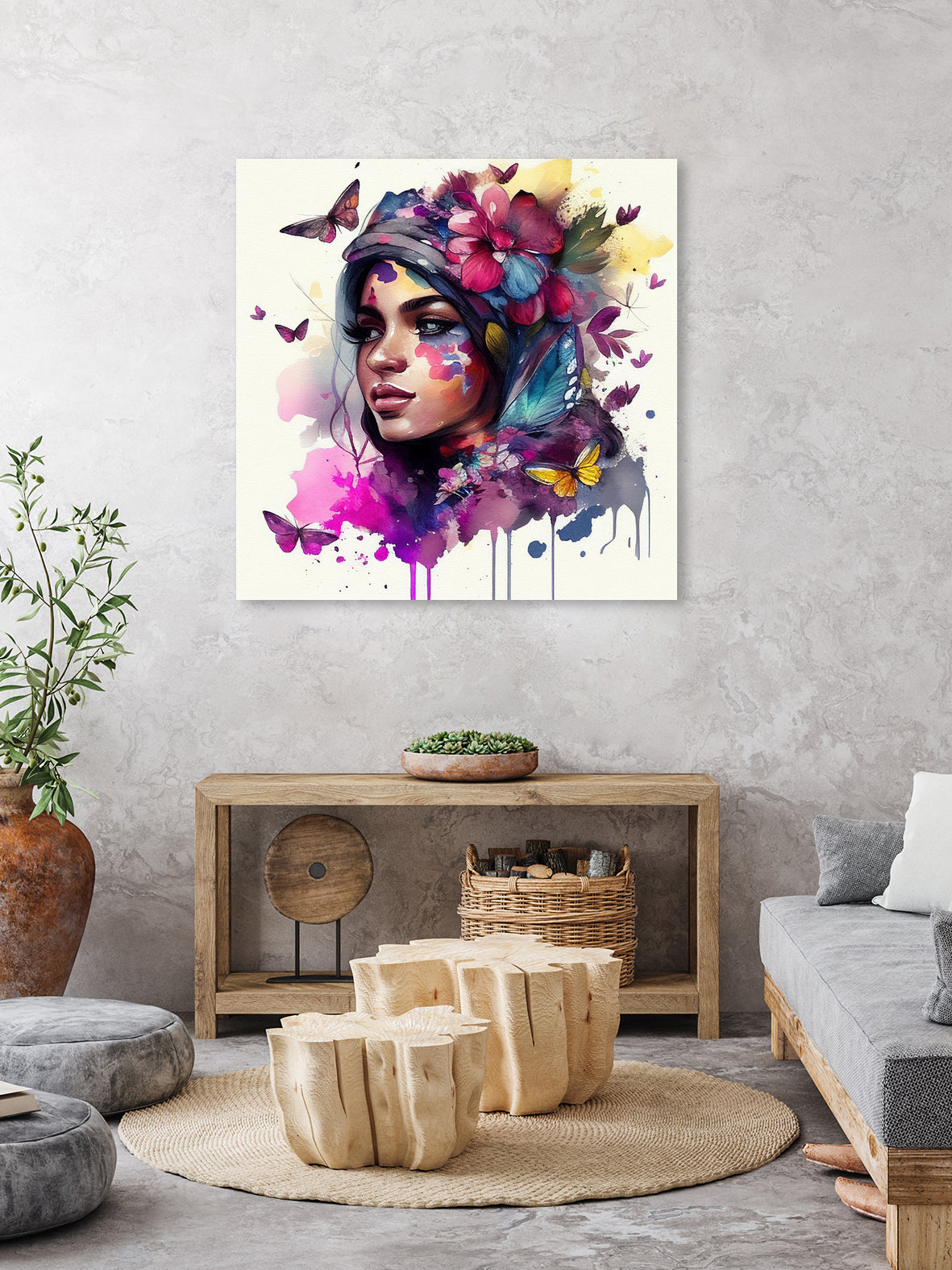 Watercolor Floral Arabian Woman #9 by Isabel Cerdá Muñoz on GIANT ART - pink digital painting