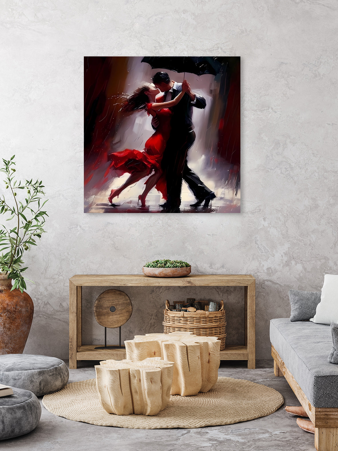 Tango in the rain. by Ievgeniia Bidiuk on GIANT ART - red digital painting