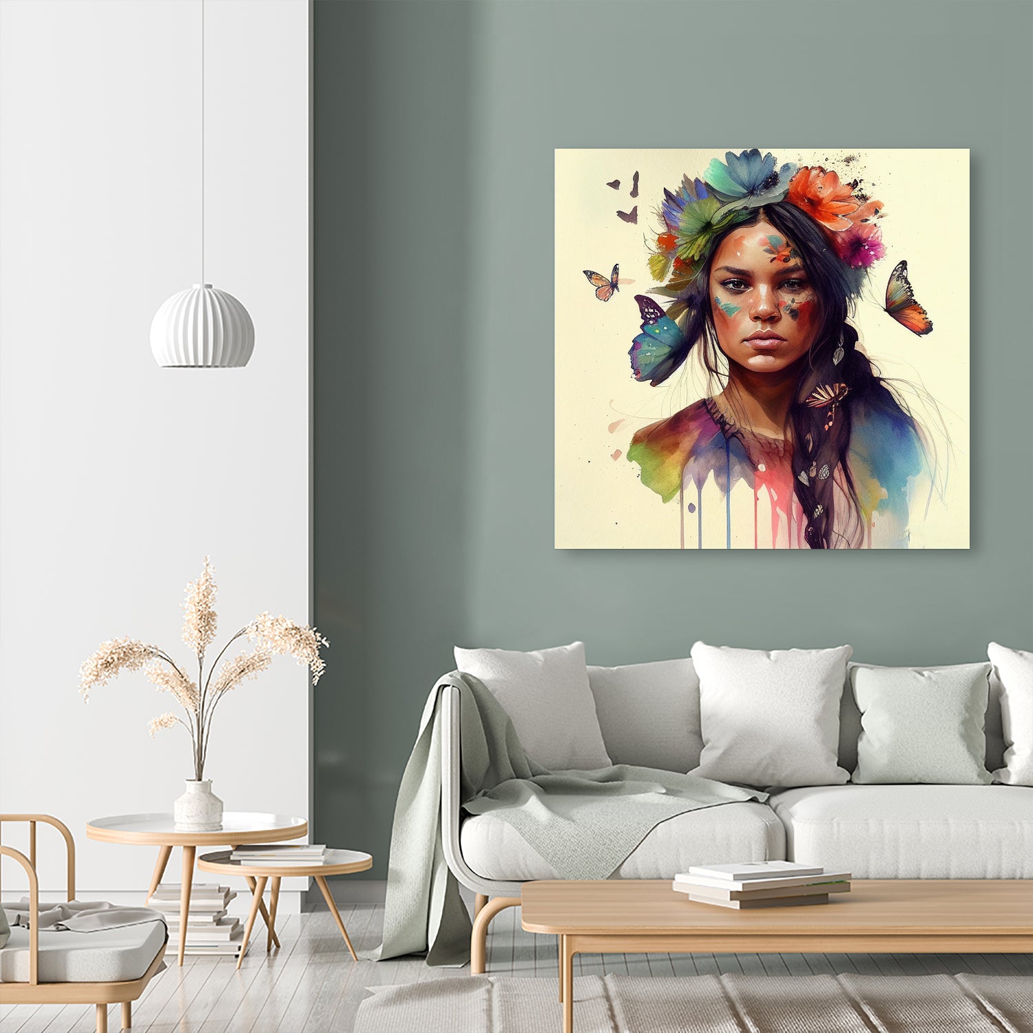 Watercolor Floral Indian Native Woman #11 by Isabel Cerdá Muñoz on GIANT ART - brown digital painting