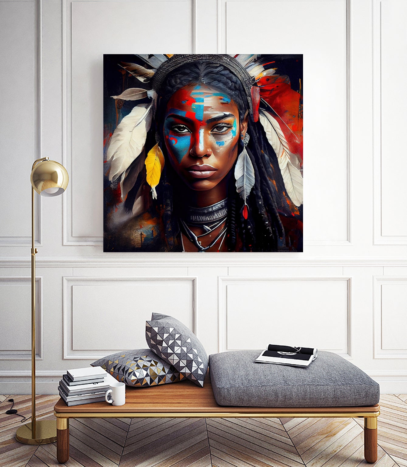 Powerful American Native Warrior Woman #2 by Isabel Cerdá Muñoz on GIANT ART - brown digital painting