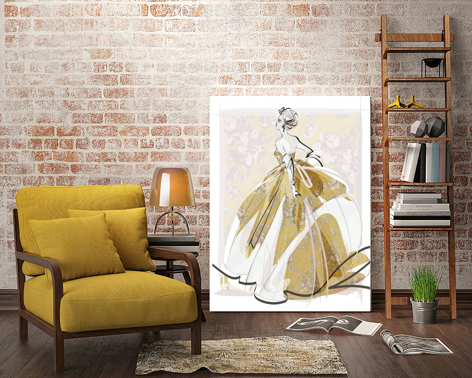 The Golden Gown by Jennifer Griffey on GIANT ART - yellow digital painting