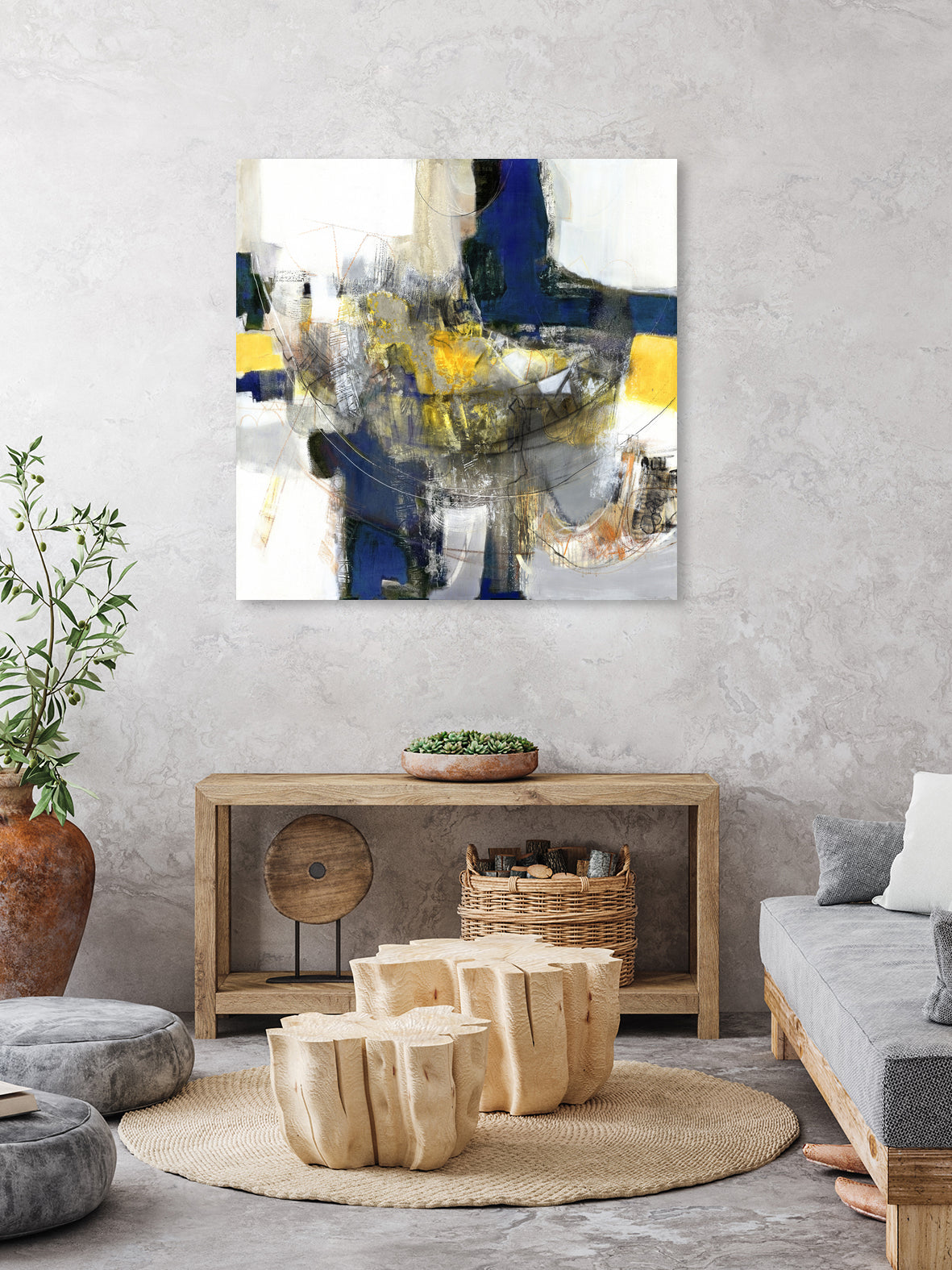 Round Trip I by Pi Studio on GIANT ART - yellow mixed media