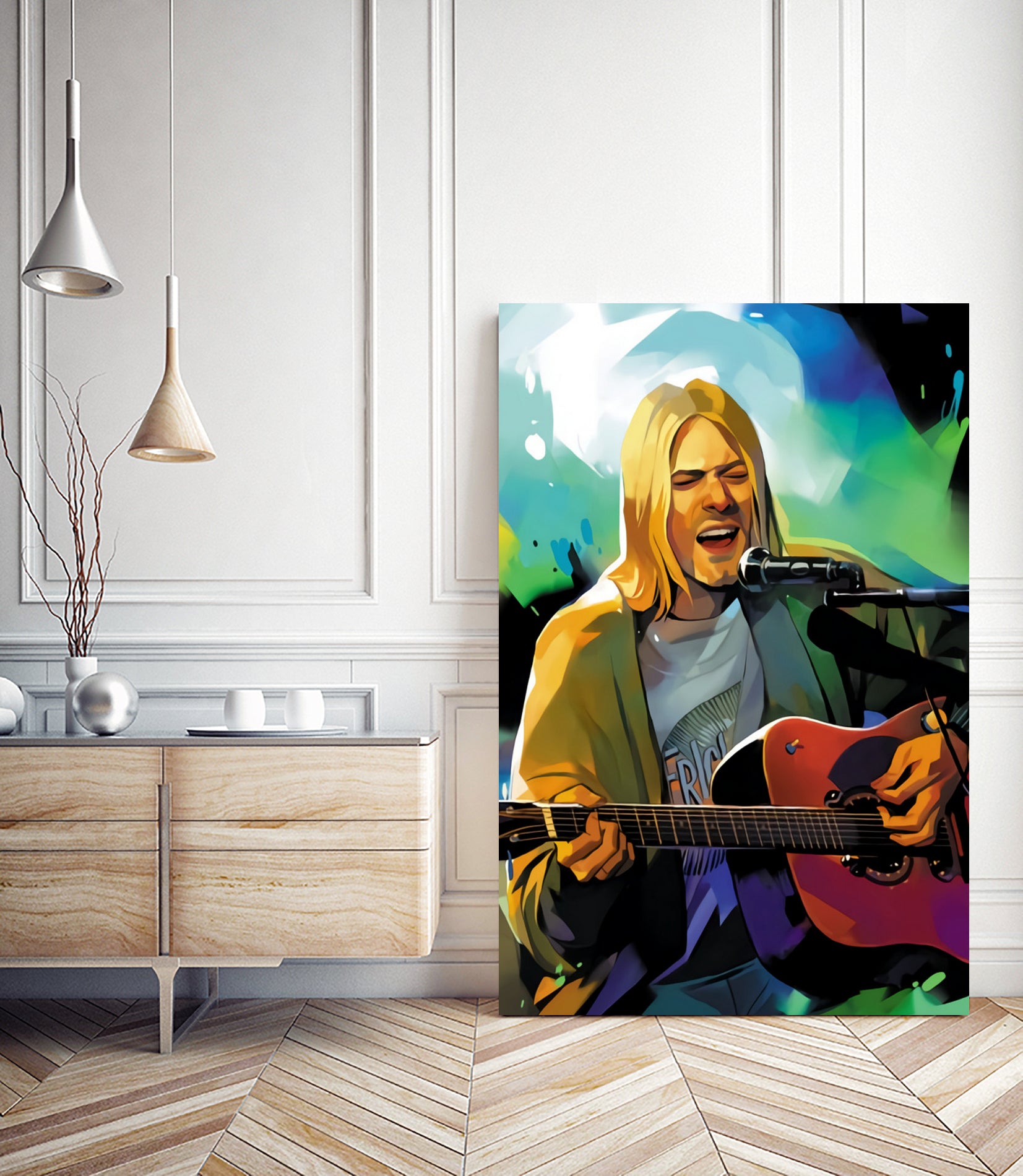 Kurt Cobain with guitar by francis mosciski on GIANT ART - white digital painting