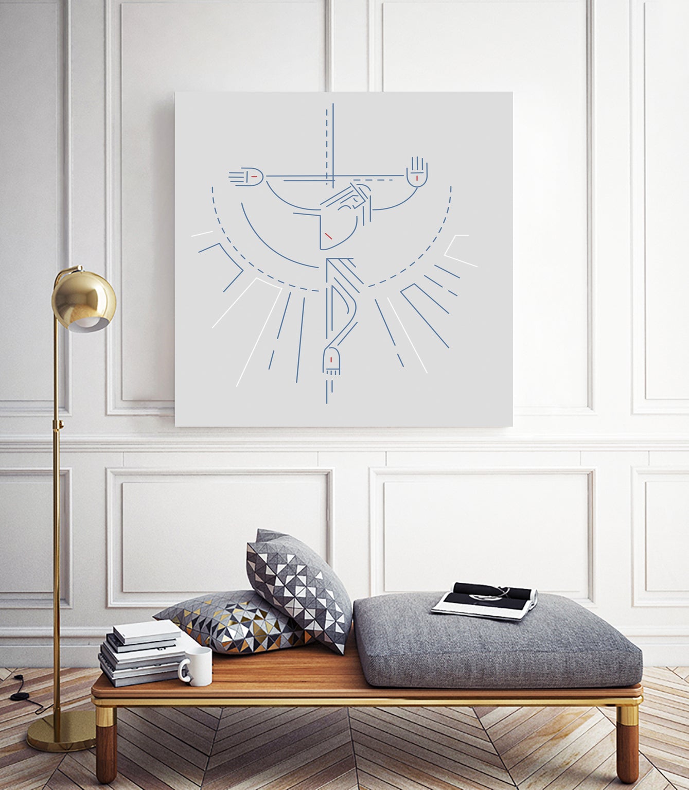 Jesus Christ at the Cross in a contemporary style by Bernardo Ramonfaur on GIANT ART - blue digital drawing