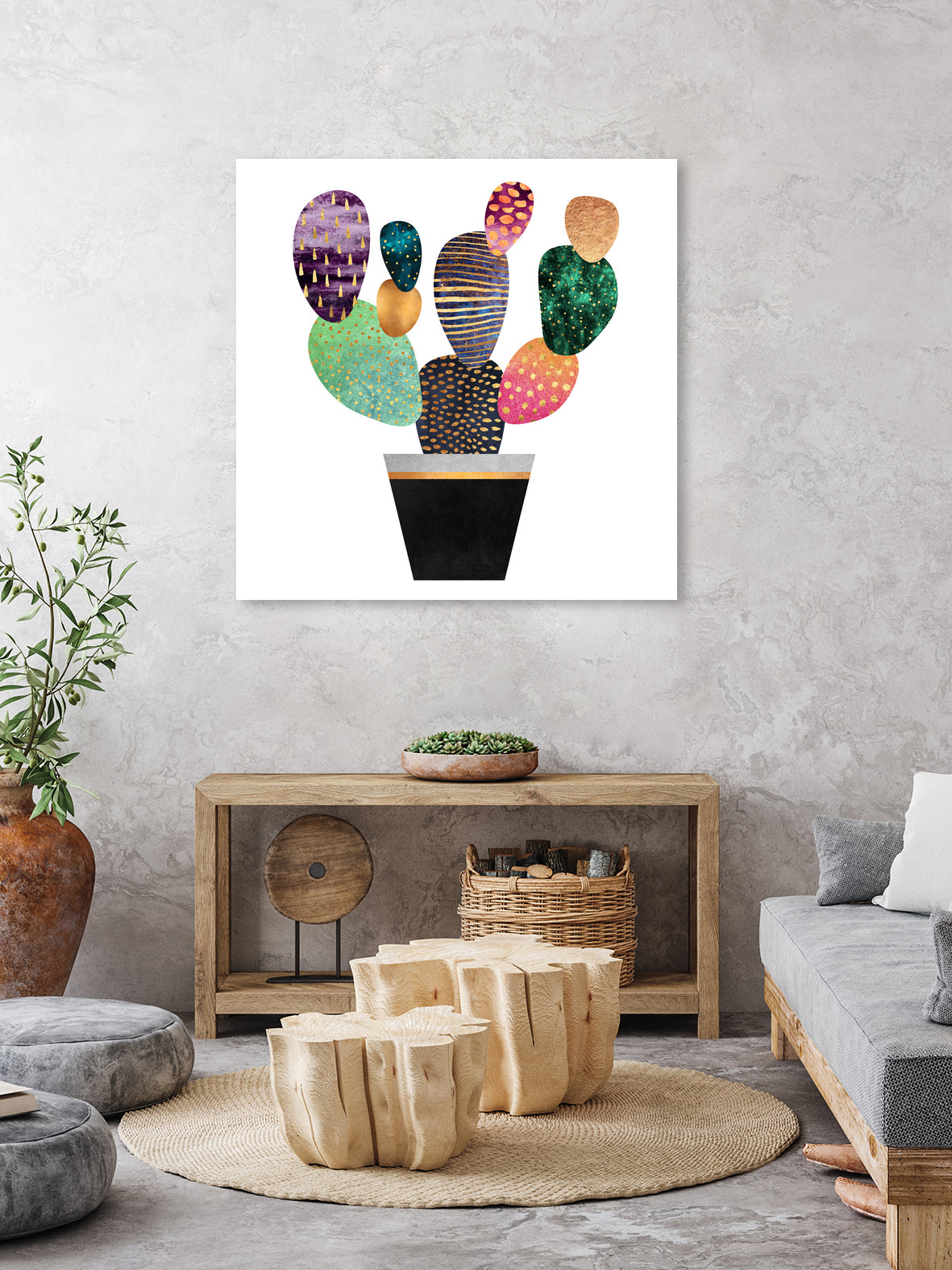 Pretty Cactus by Elisabeth Fredriksson on GIANT ART - blue mixed media