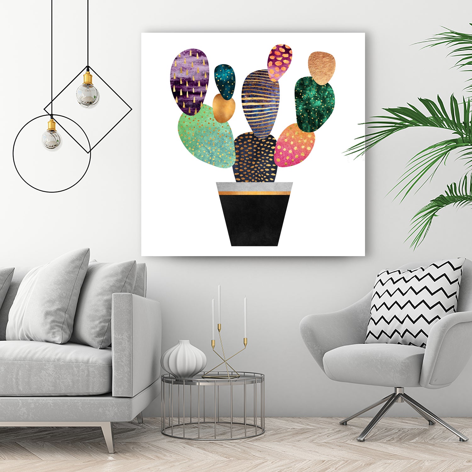 Pretty Cactus by Elisabeth Fredriksson on GIANT ART - blue mixed media