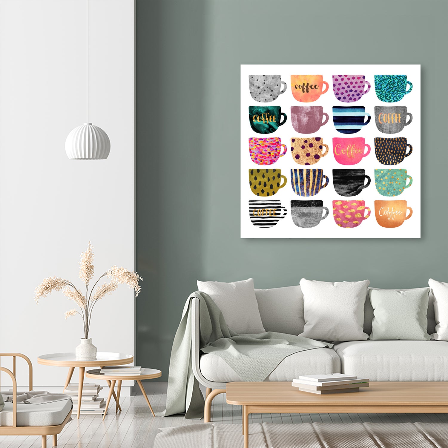 Pretty Coffee Cups by Elisabeth Fredriksson on GIANT ART - pink mixed media