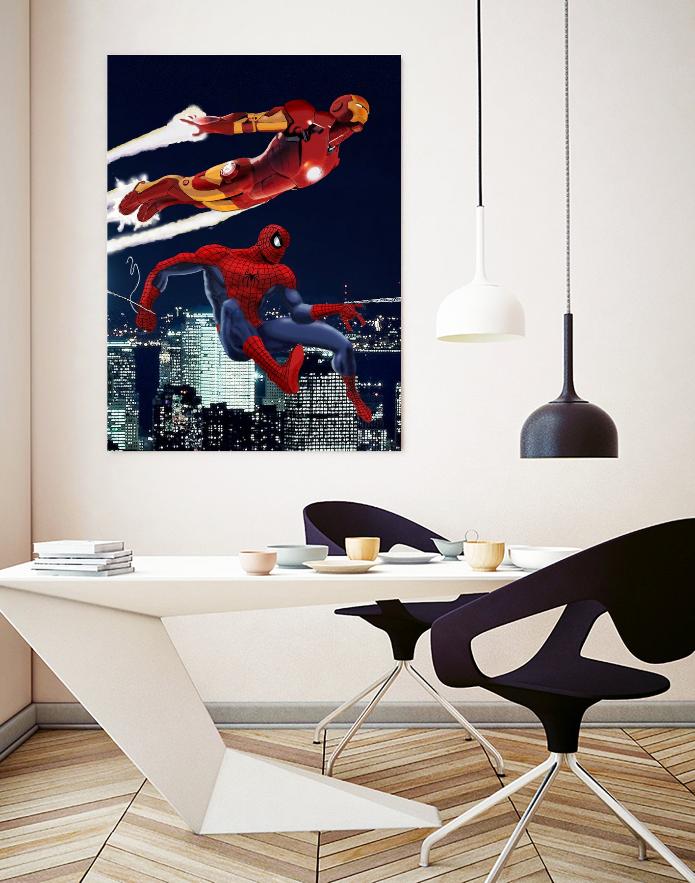 Marvel: Spider-Man and Iron Man by Dan Avenell on GIANT ART - black digital drawing