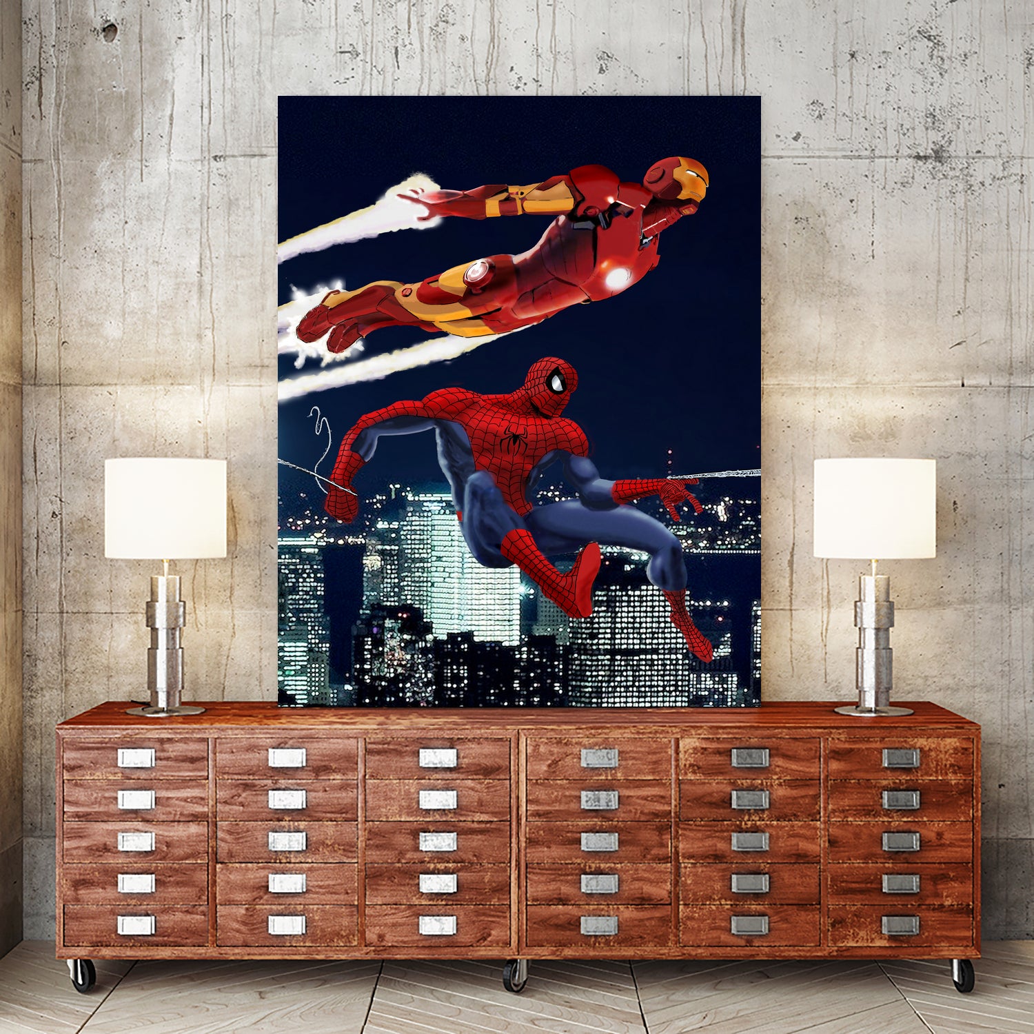 Marvel: Spider-Man and Iron Man by Dan Avenell on GIANT ART - black digital drawing