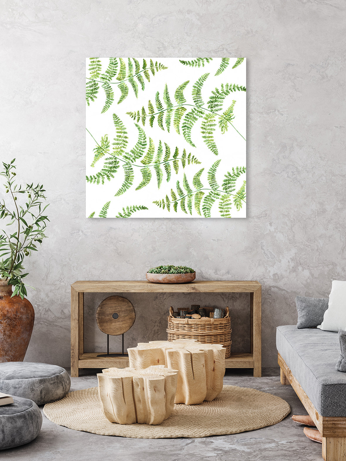 Fern pattern by Polina Ganzina on GIANT ART - white mixed media