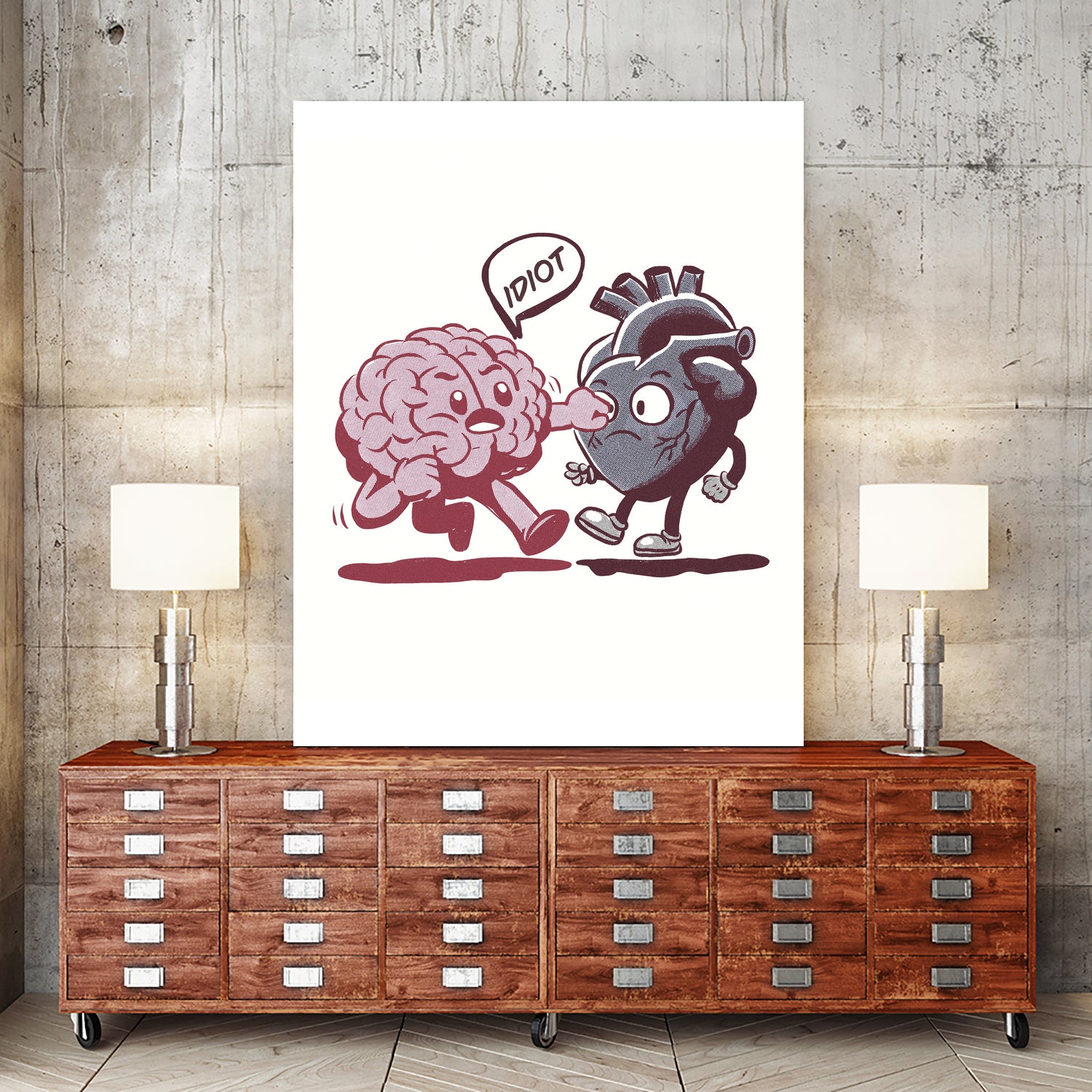 brain fighting with heart by edson ramos on GIANT ART - red digital drawing