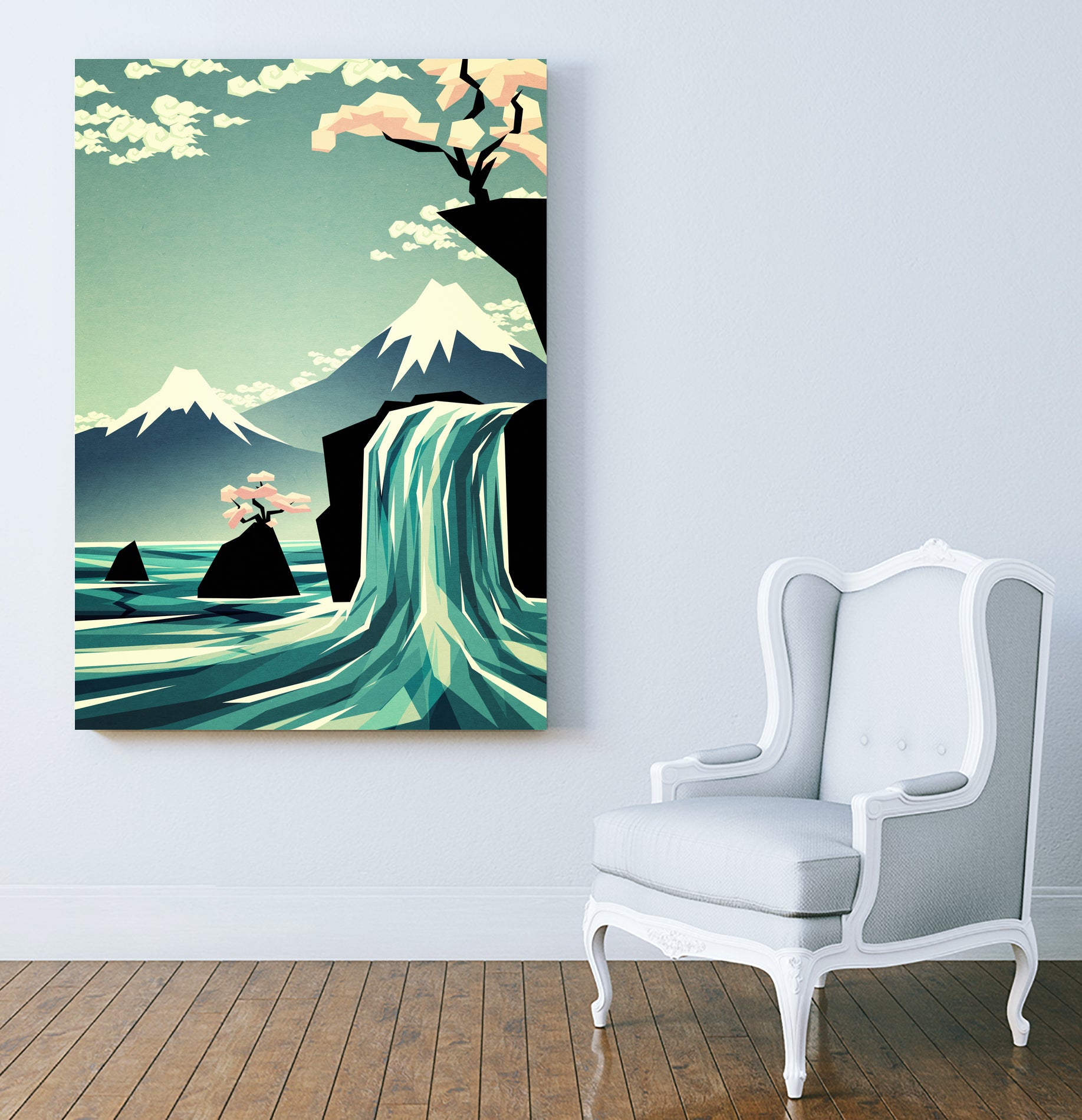 waterfall blossom dream by Sjoerd Piepenbrink on GIANT ART - blue vector illustration