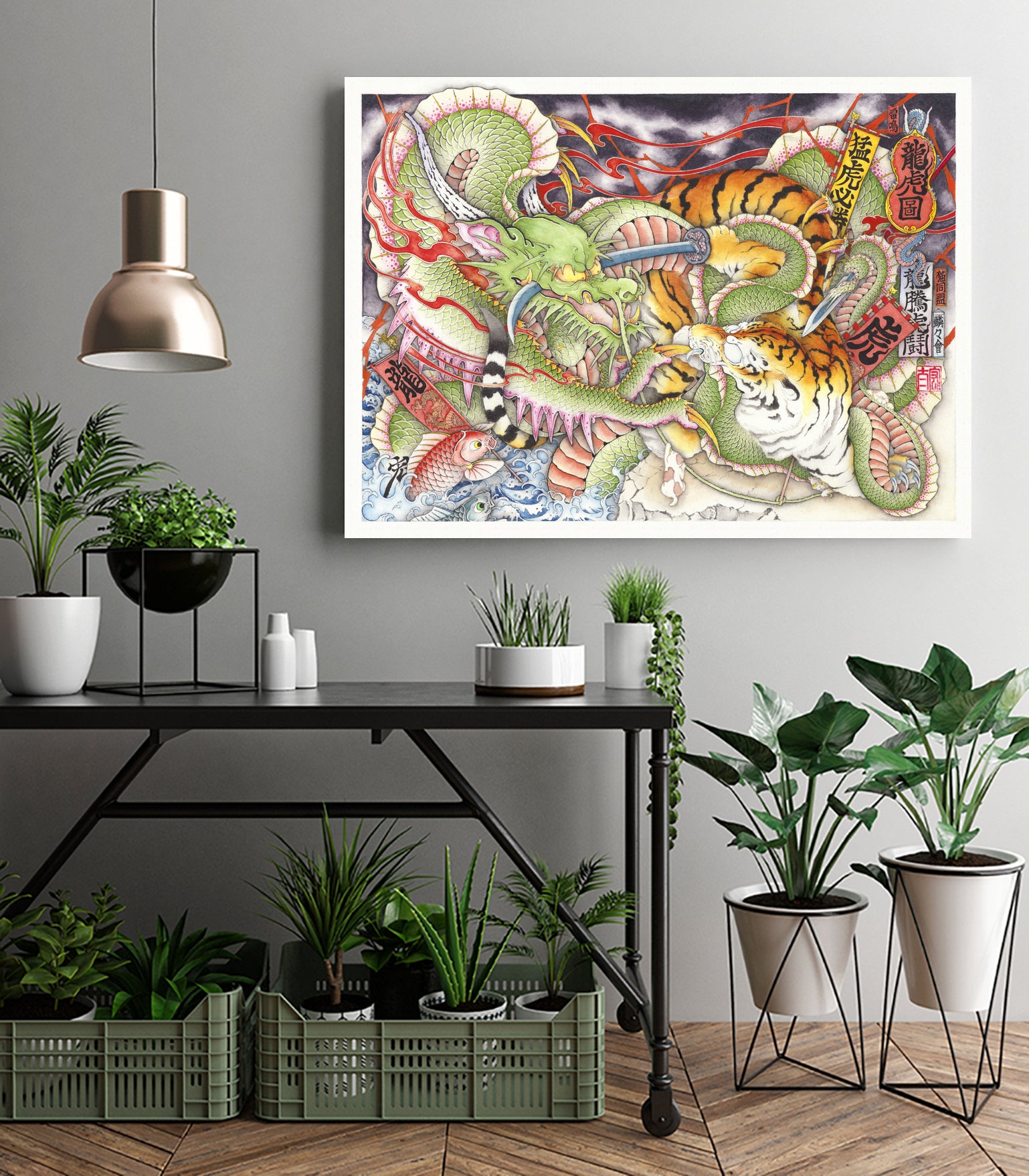 Tigers vs Dragons by Kota Nakatsubo on GIANT ART - green photo illustration