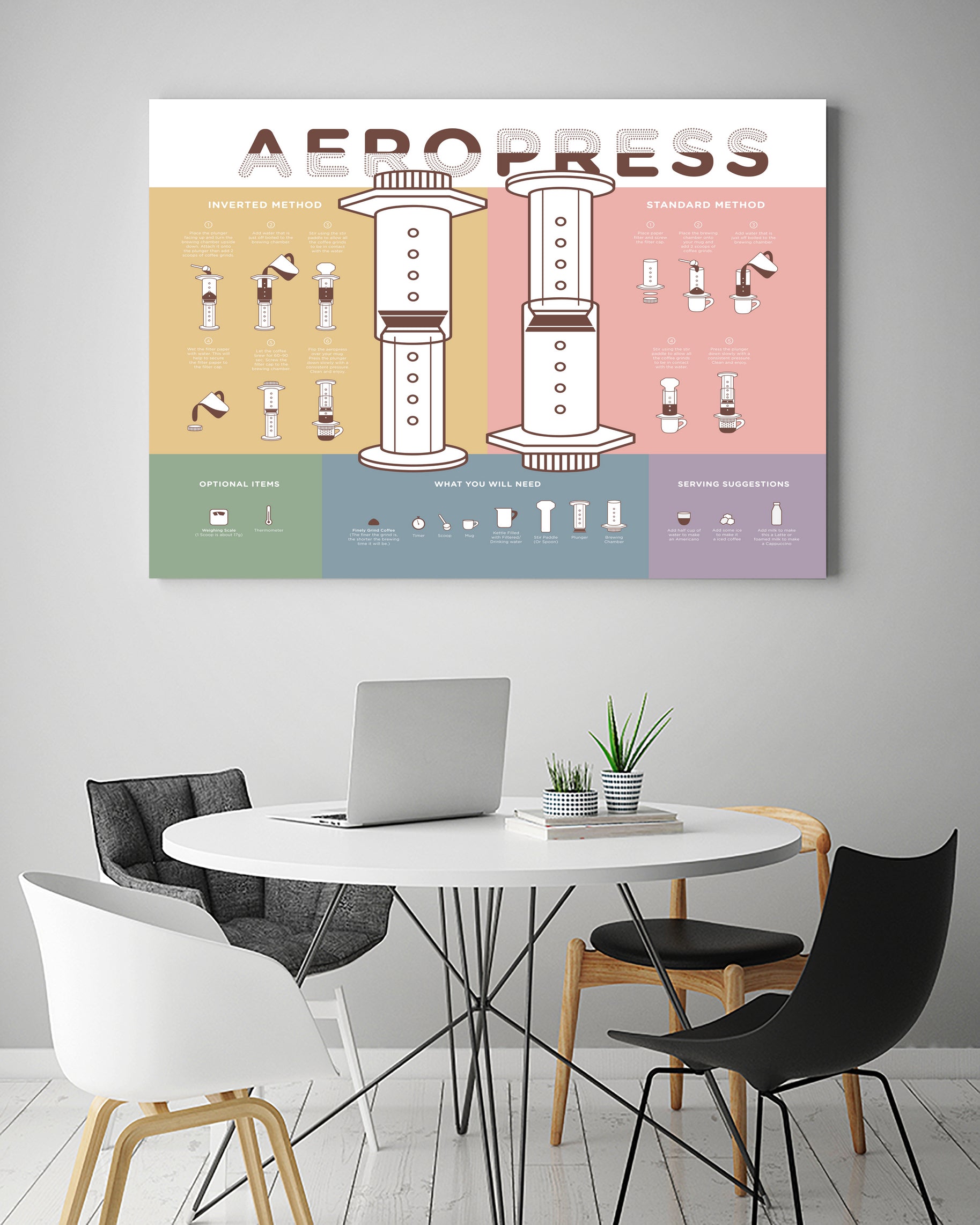 Aeropress Poster by Elaine Chng on GIANT ART - brown typography