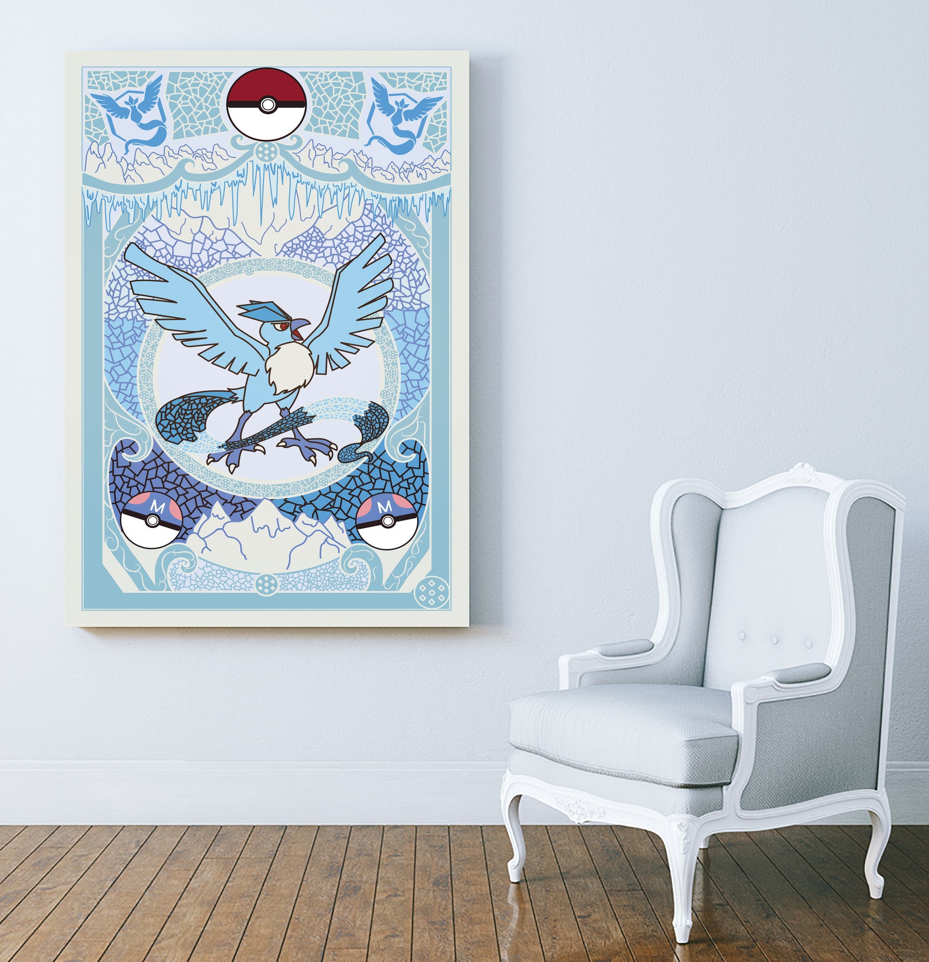 Stained Glass Articuno: Pokemon GO Edition by Erin Fitzgerald on GIANT ART - blue digital drawing